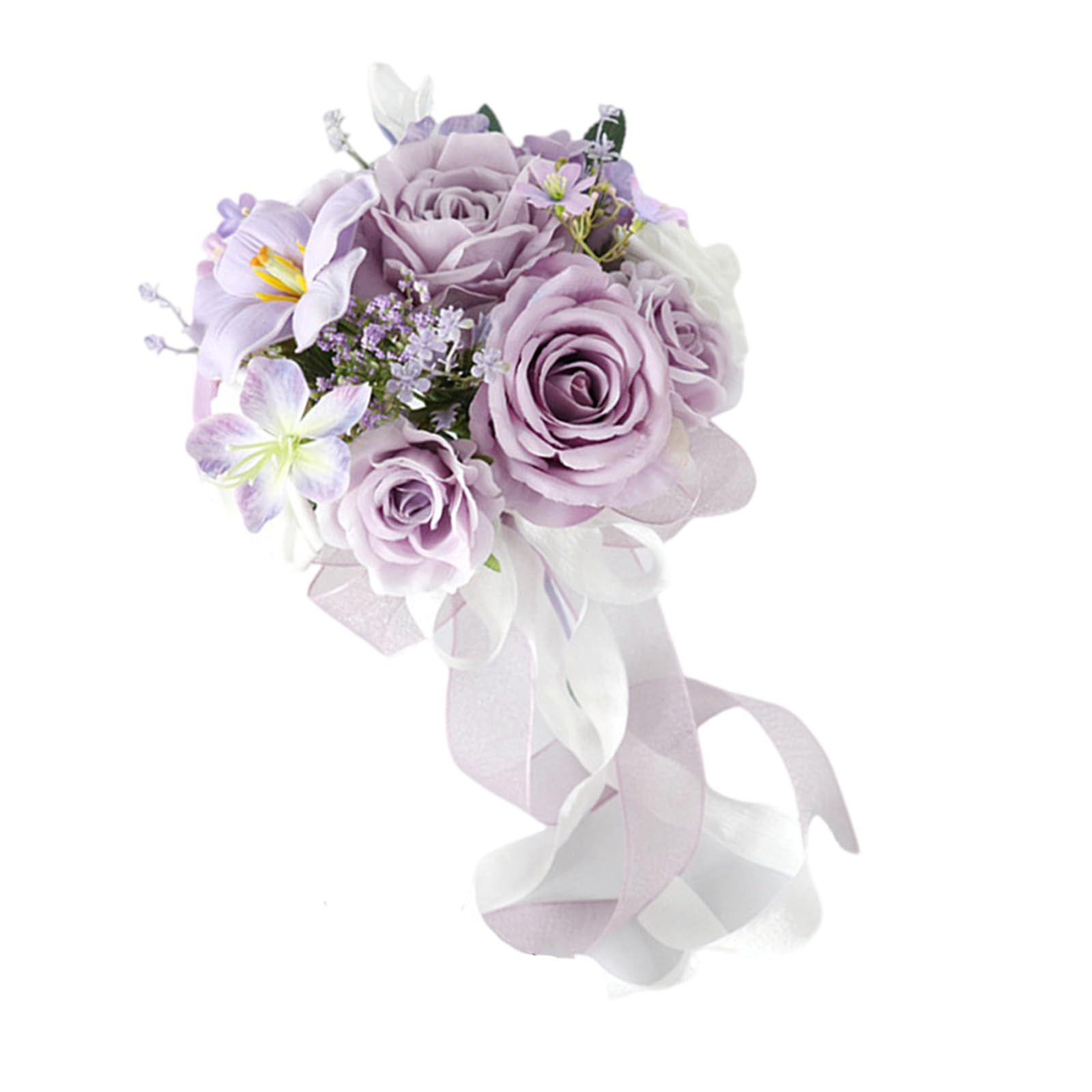 ZHANGYEZHAN Realistic Multicolor Rose Bridal Bouquet Romantics Bridesmaids Flower Arrangement for Bride and Special Occasion Colorful Rose Bouquet