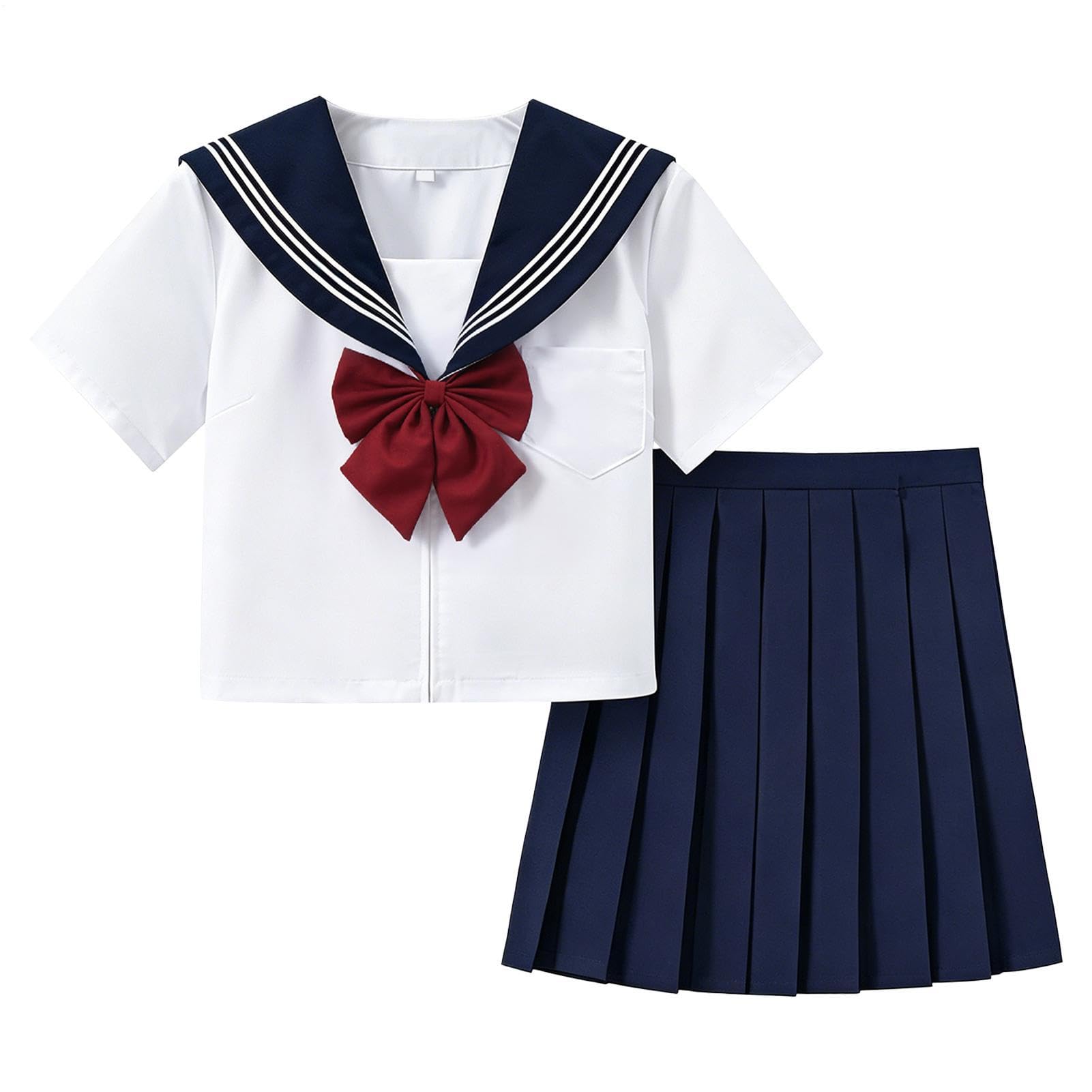 Uniforme da marinaio giapponese, gonna a pieghe comoda, abbigliamento da marinaio, cosplay, scuola, per eventi teatrali, cosplay, eventi, riunioni, feste, bambini, giovani studenti