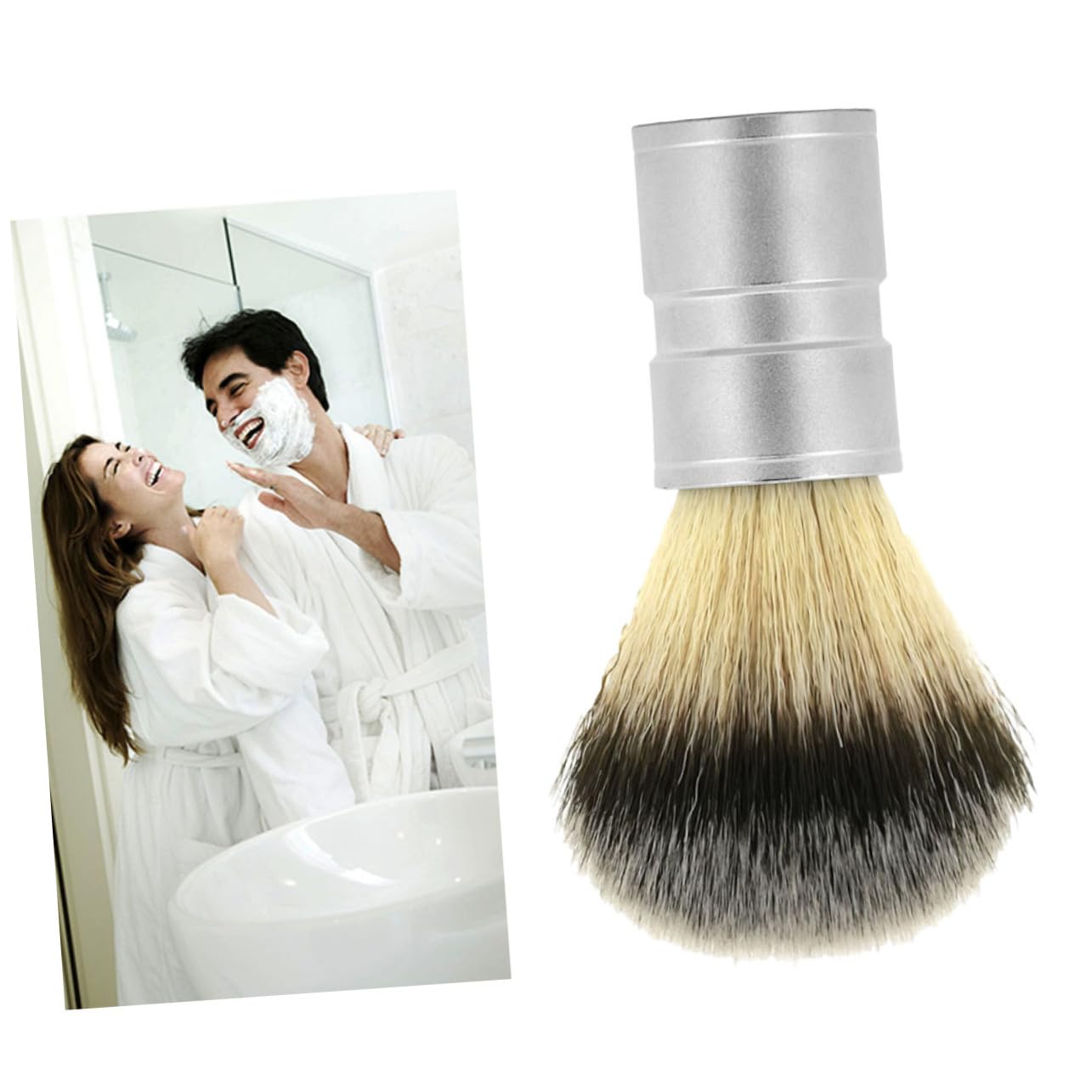 TOVINANNA Nylon Brush Men's Beard Brush Fine Bristles Alloy Handle for Clean Shave Experience