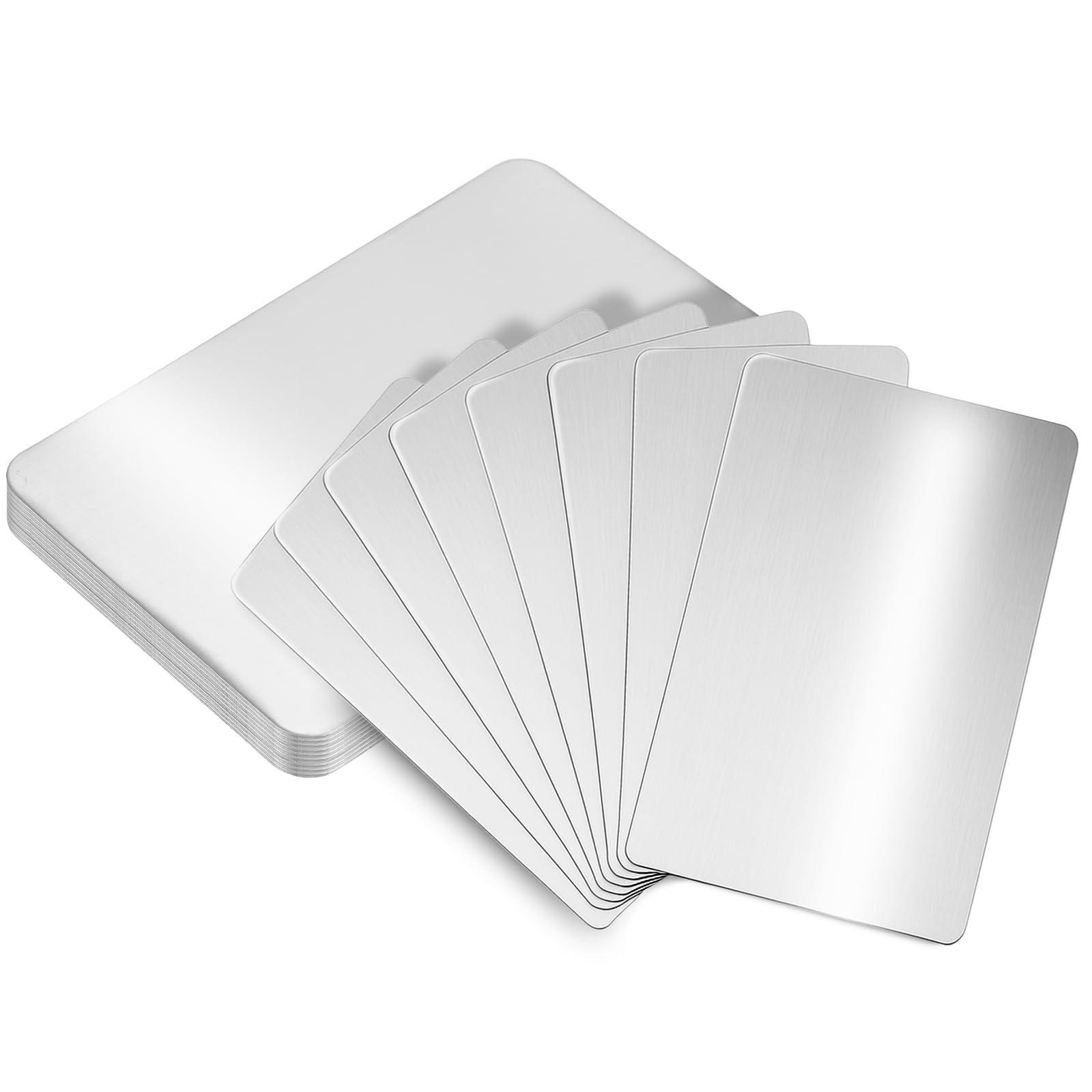 10 PCS 304 Stainless Steel Metal Business Cards Sublimation Blank Steel Card Blank Laser Engraving Stainless Cards for Home Office Customer DIY Gift Plate Invitations, 86 x 54 mm(0.5 mm)