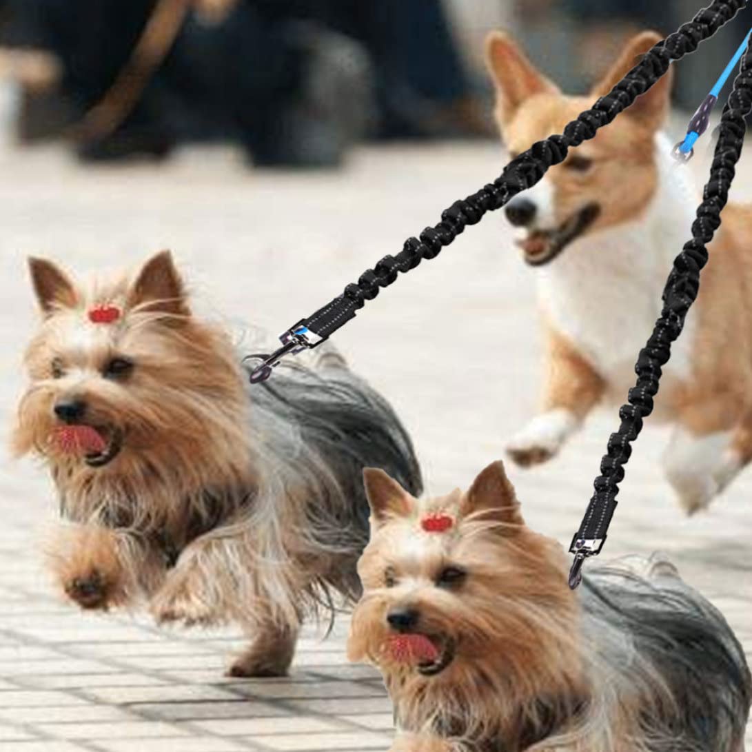Guinzaglio per Cani Doppio guinzaglio per Animali Domestici Che assorbe Gli Urti guinzaglio Riflettente per 2 Cani per Uso Domestico