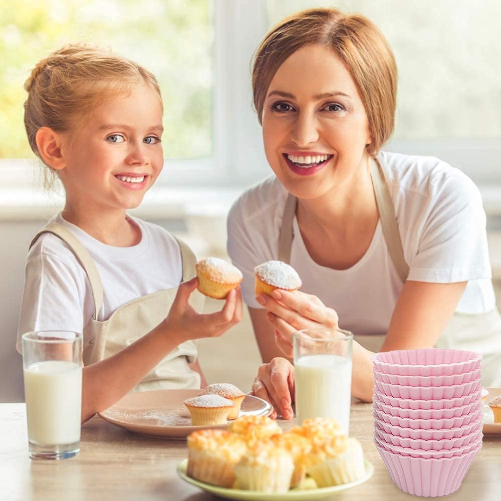 48 Pirottini Silicone Per Muffin, Antiaderenti, Senza BPA, 4 Colori Morandi, Riutilizzabili