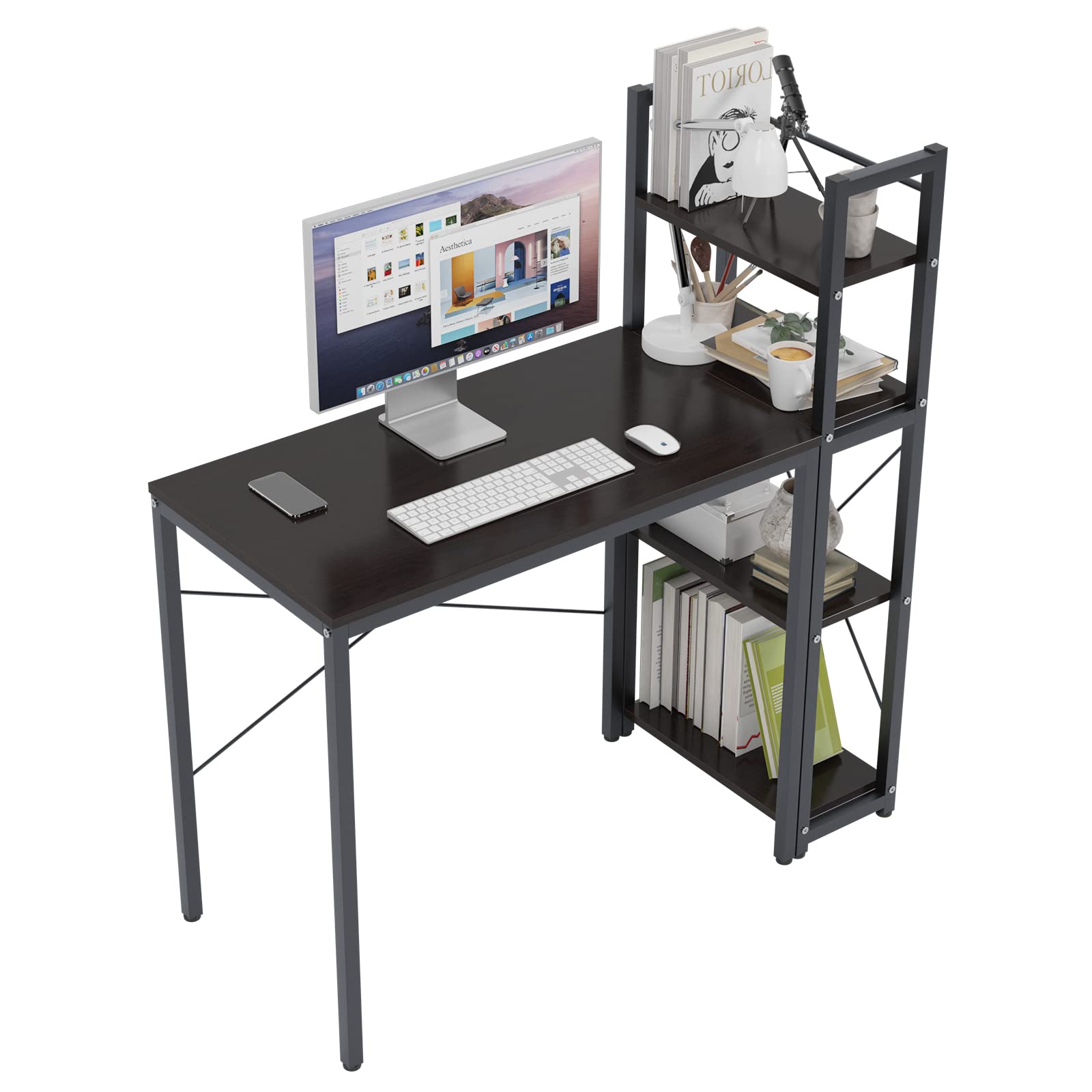 Buy SogesGame Computer Desk with Storage, Study Desk with 4 Shelves