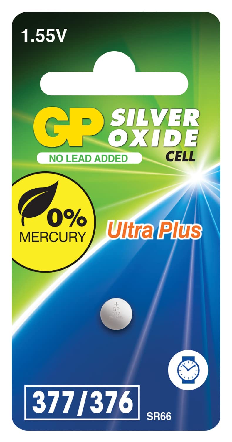 GP Batteries Uhrenbatterie 377 (SR265SW), schwarz, 1,55 V, 1 Stück