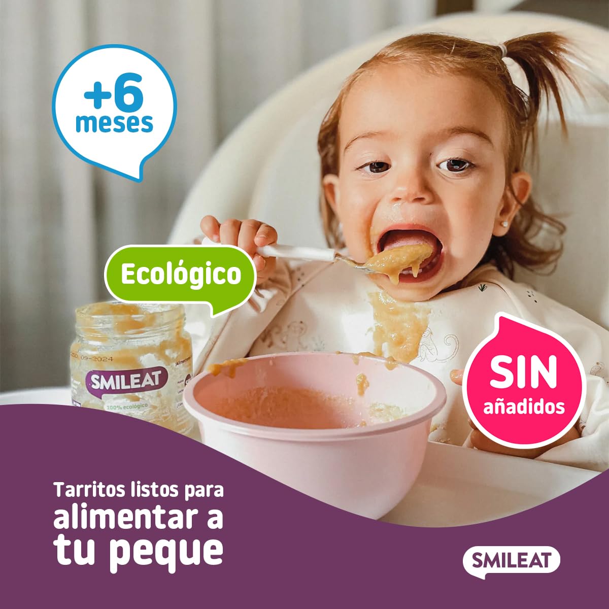 Smileat - Tarritos Ecológicos de Guisito de Alubias, Ingredientes Naturales, para Bebés desde 6 Meses, Sano y Saludable, sin Gluten - Pack de 12 Tarros x 230 g = 2760 g