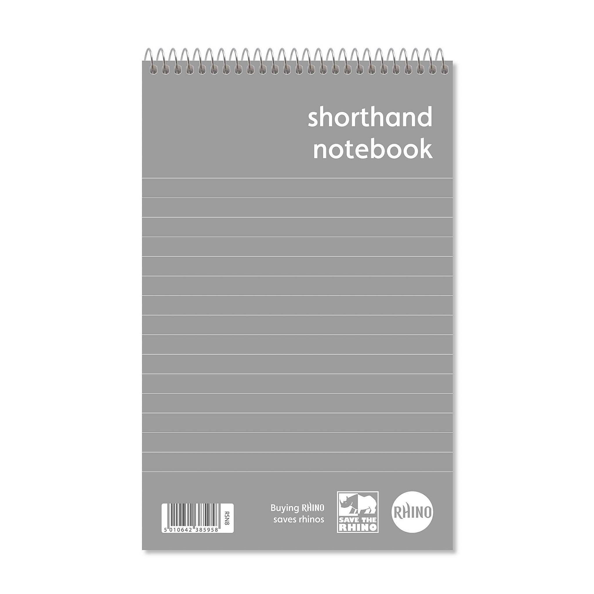 Rhino Shorthand Notebook, 160-Page / 8mm Lined Notepad, 1-Pack, Reporters Spiral Notebook, Wirebound Writing Pad