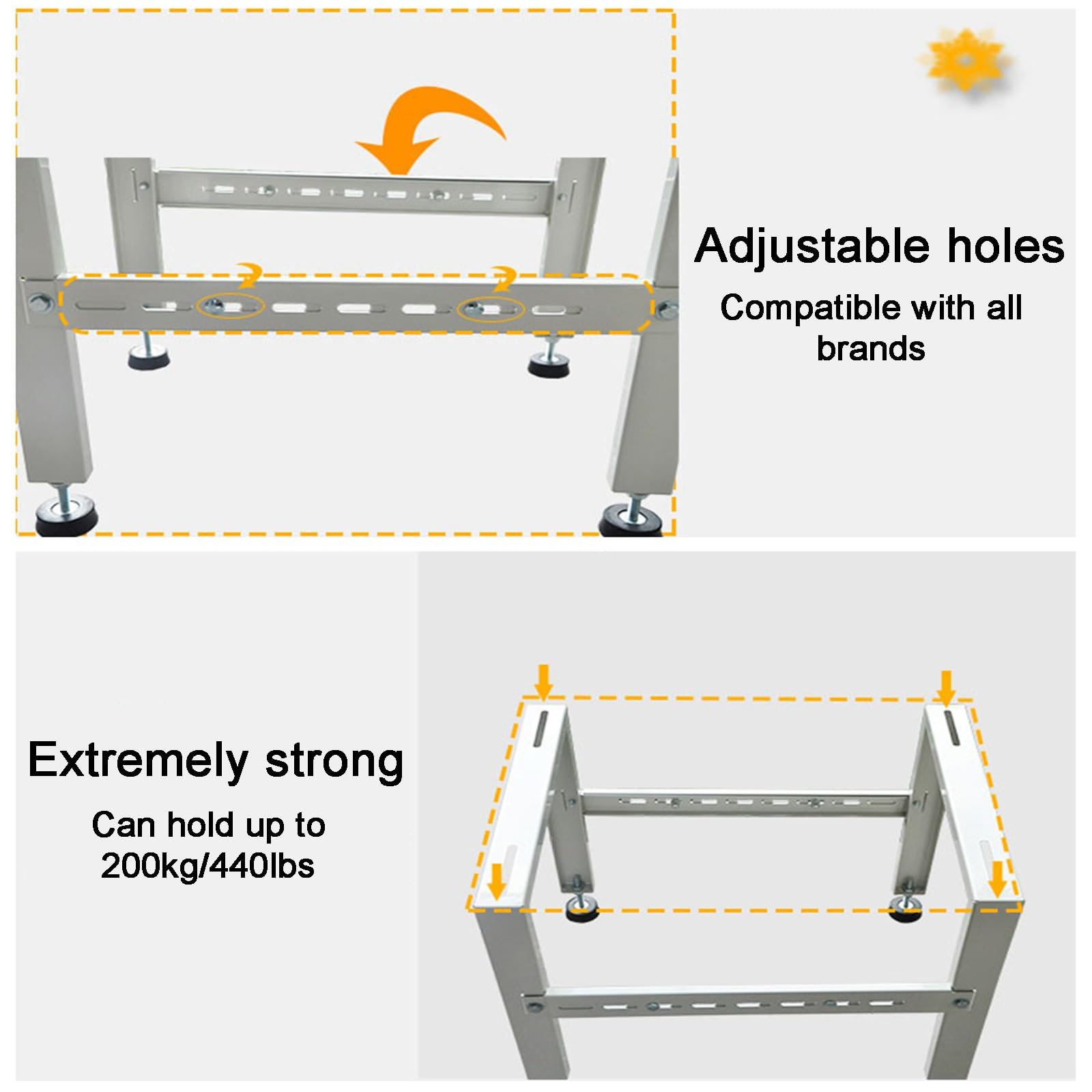 Soporte Aire Acondicionado Exterior, Soporte de Montaje para Minisplit, Base Universal con Doble Amortiguación, Capacidad de Carga: 200 Kg(42cm/16.5in)