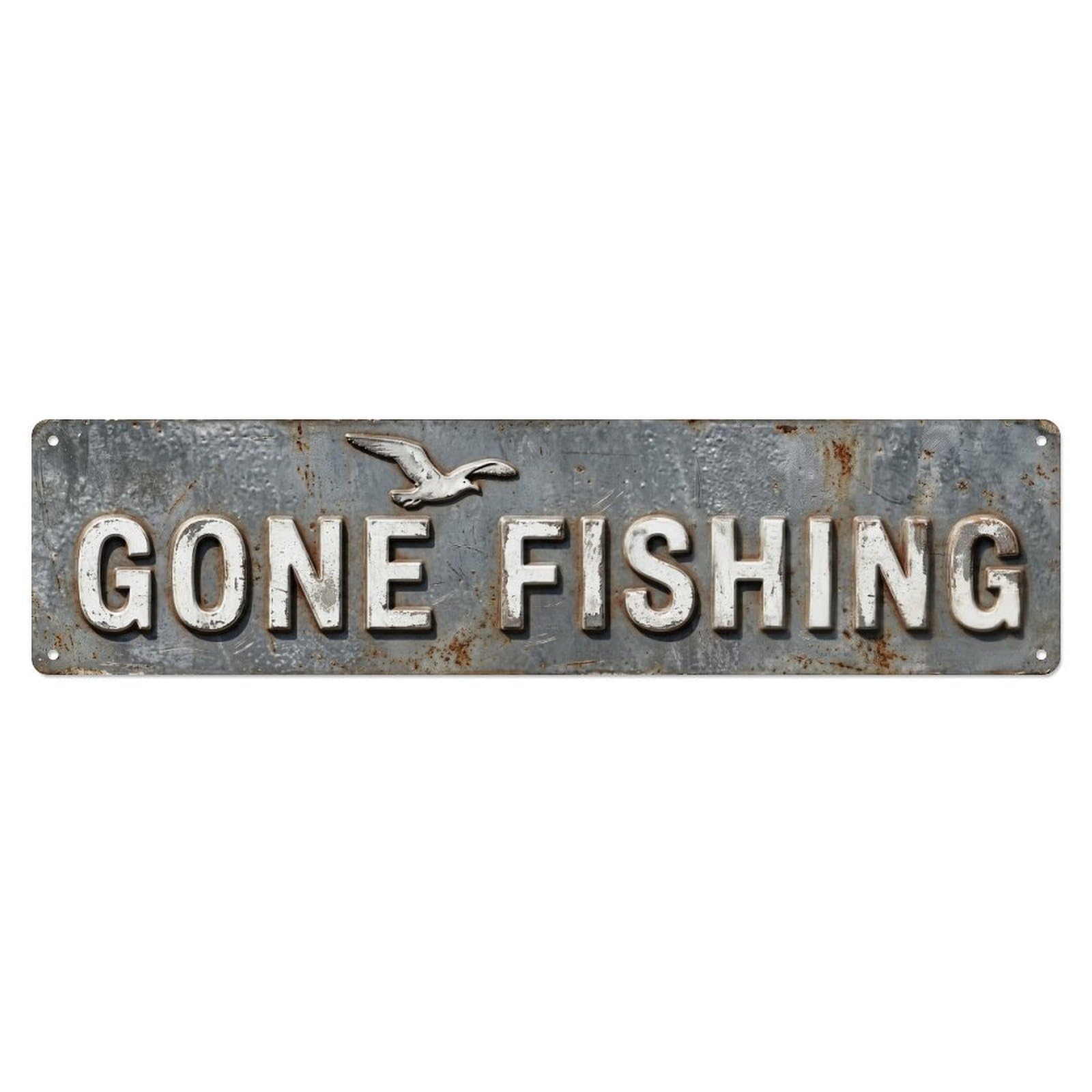 GONE FISHING Fishing Harbor Vintage Metal Tin Sign Wall Decor for Cafe, Club, Garden Metal Poster 4x16Inch