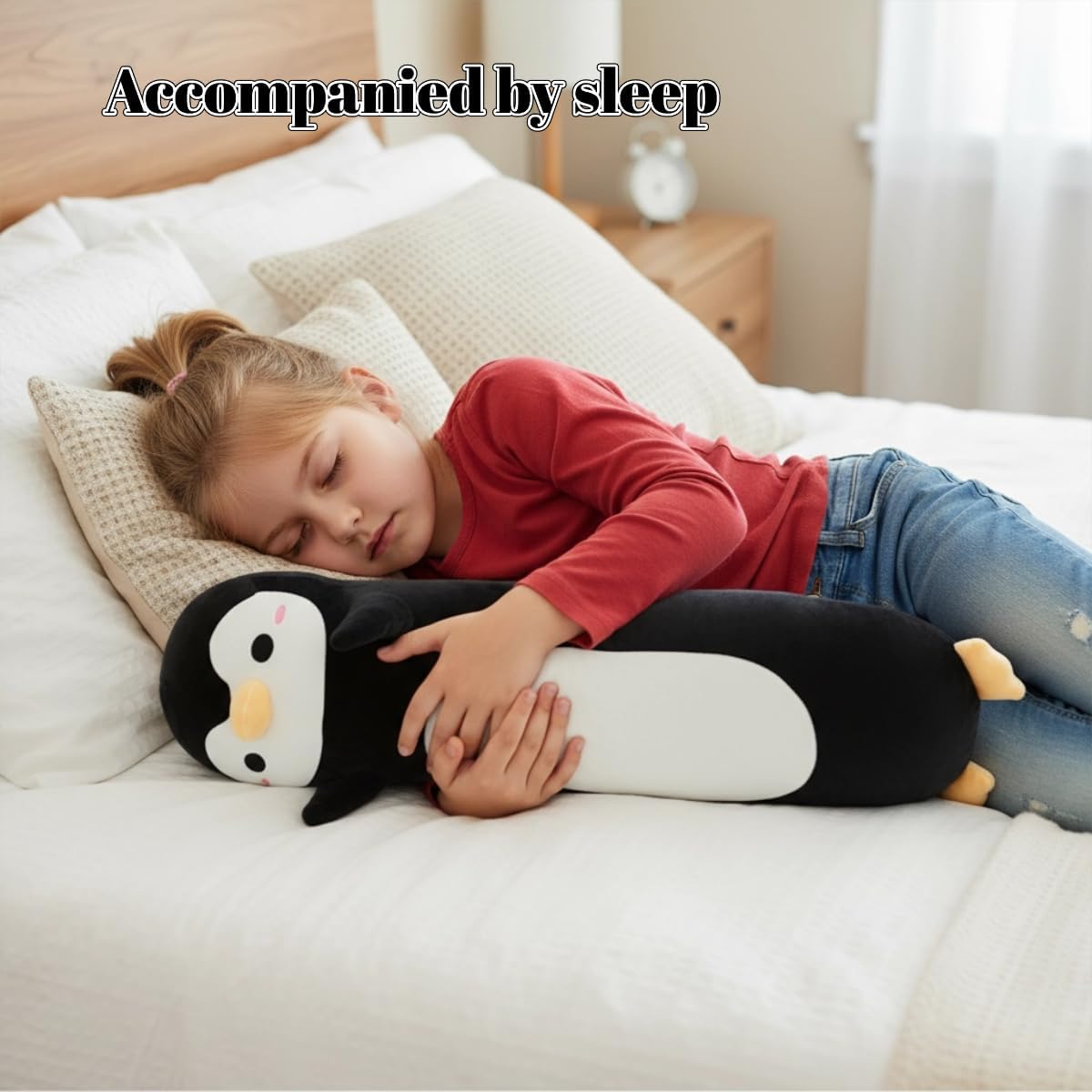Long Penguin Plush, Soft Penguin Hugging Pillow Cuddly Stuffed Toy Body Pillow, Birthday Gift for Boys Girls (Black, 60cm/23.62in) - Image 6