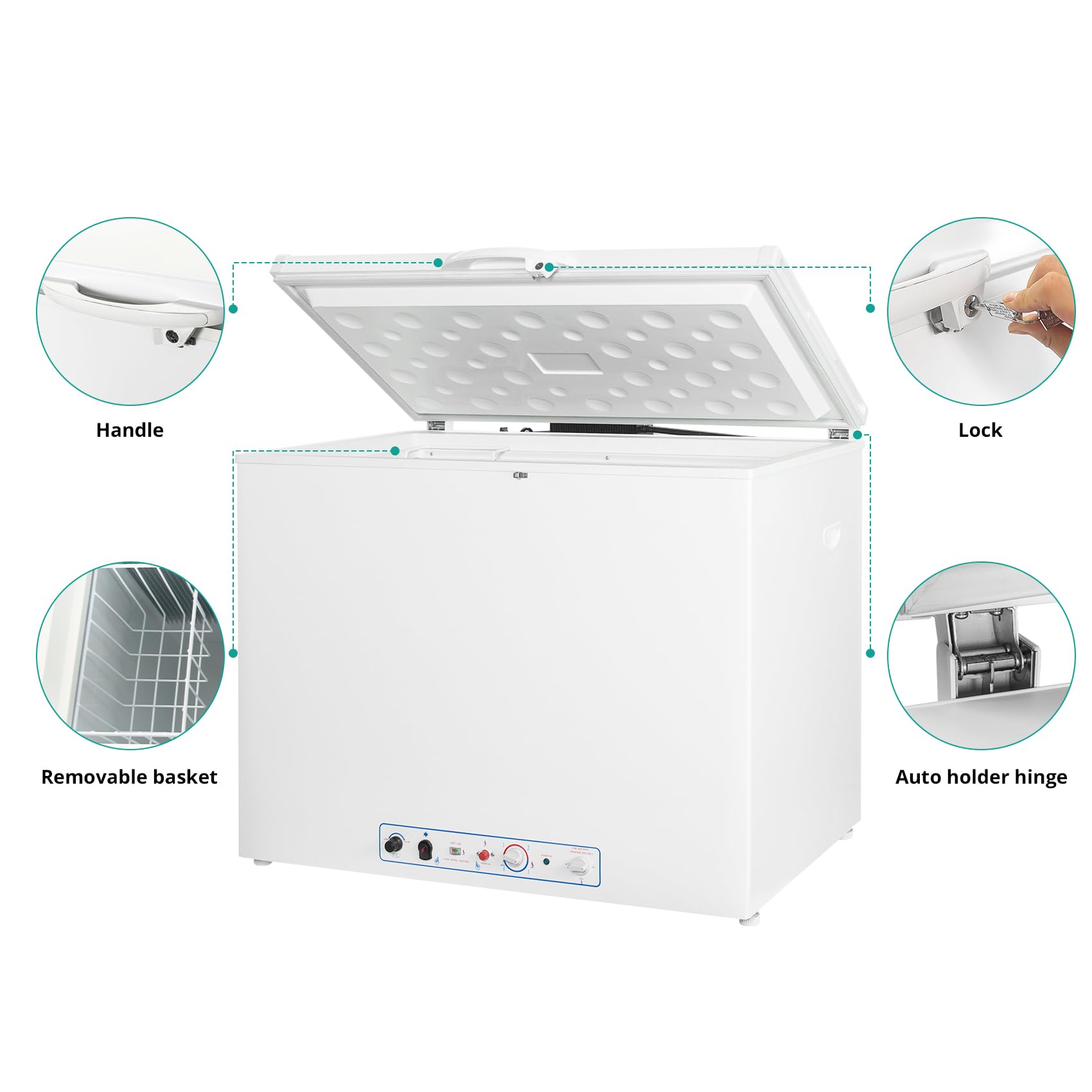 SMETA Gas Frigorífico Congelador 2 Vías Frigorífico Congelador 240V Propano para Autocaravana Caravana Garaje Autocaravana 200L Blanco con Cerradura -12°C-0°C
