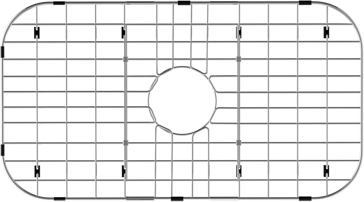 Kitchen Sink Grid Protectors,26" Large Sink Protectors for Kitchen, Stainless Steel Bottom Grid Protector Center Drain Hole, Metal Sink Grate Protector with Corner Radius
