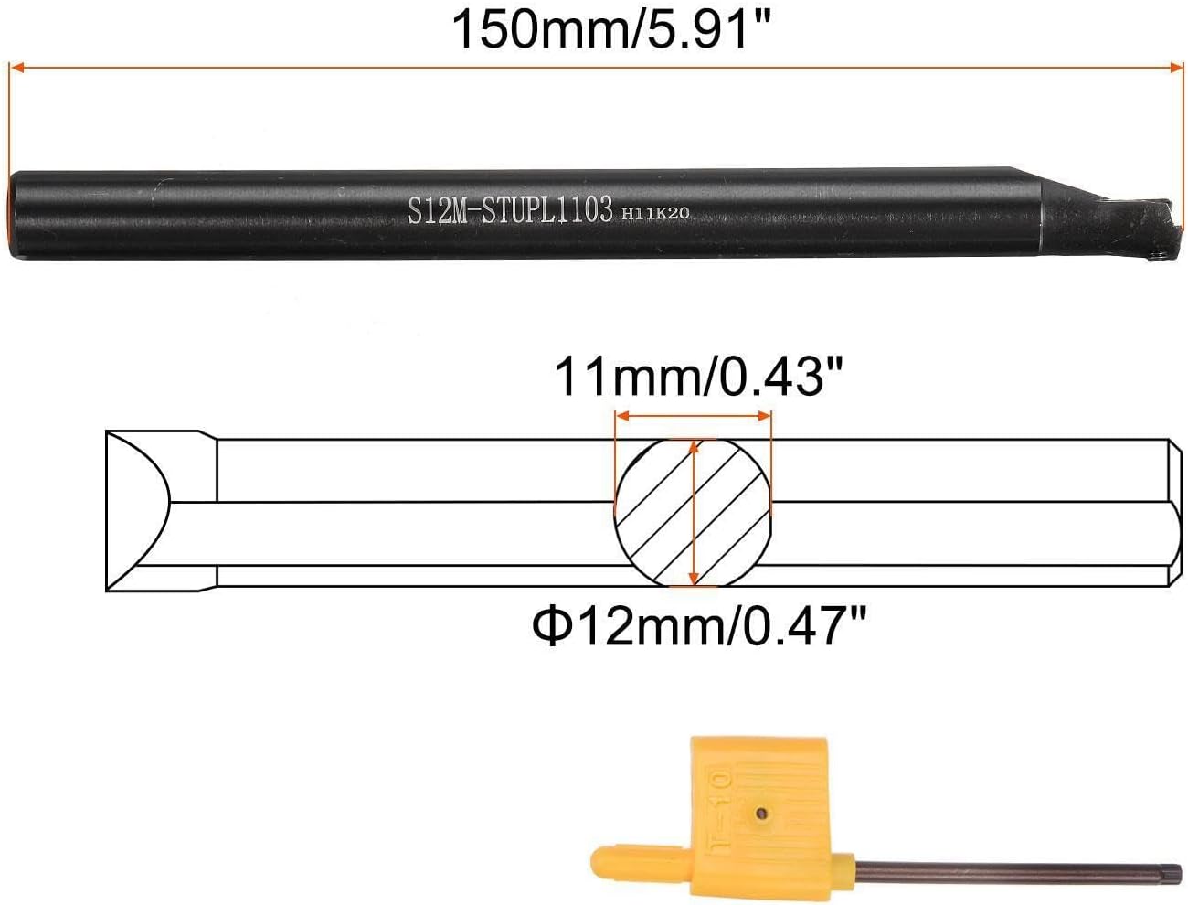 Toolparts And Accessories 1/2" 93 S12M-STUPL1103 Shank Lathe Indexable Boring Bar Turning Tool Holder (#CN#130824-01468)