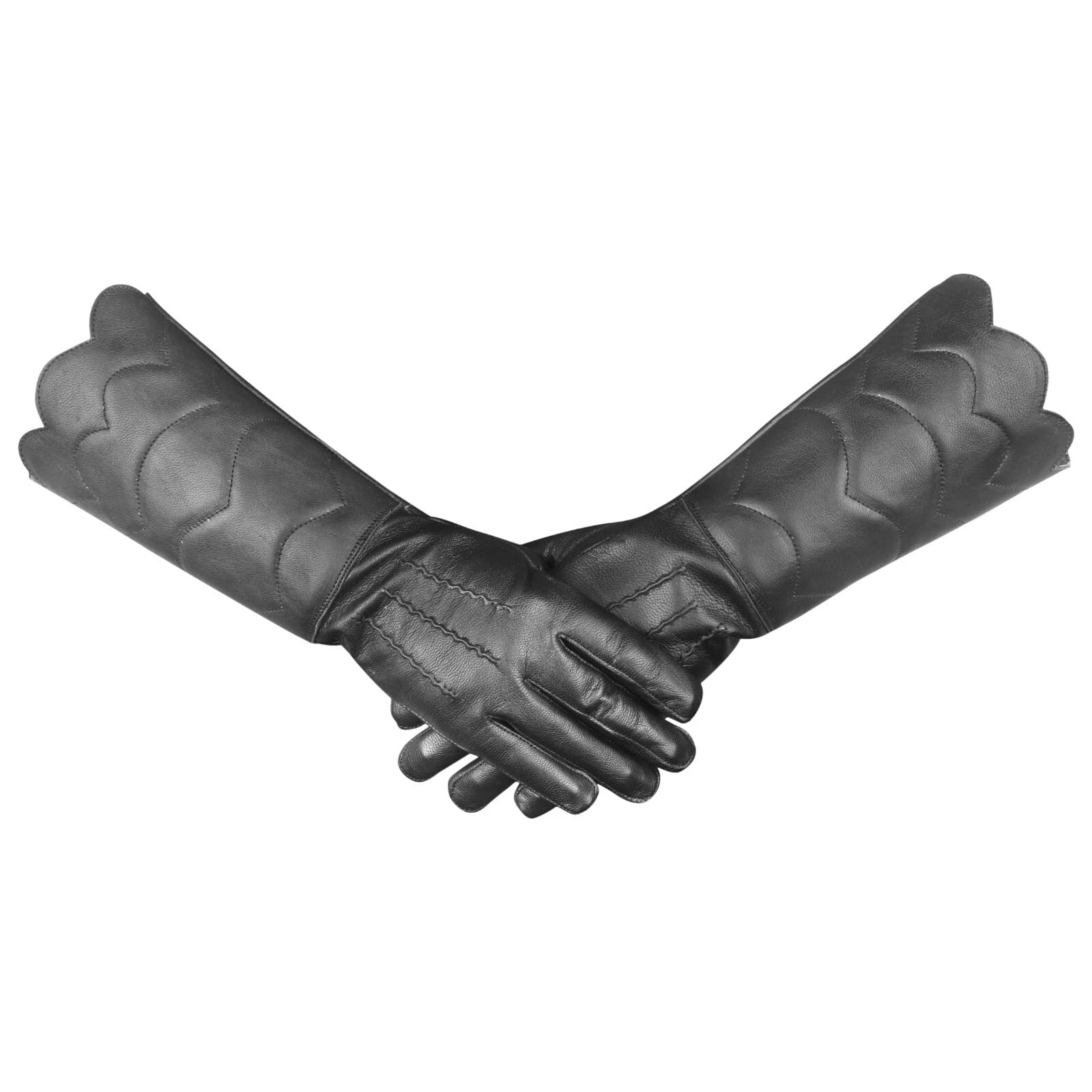 Daskz Leathers Premium Full-Grain Leather Long Cuff Gloves – Stage, Band & Performance Wear – Black, White & Dark Brown (Black, XXL)