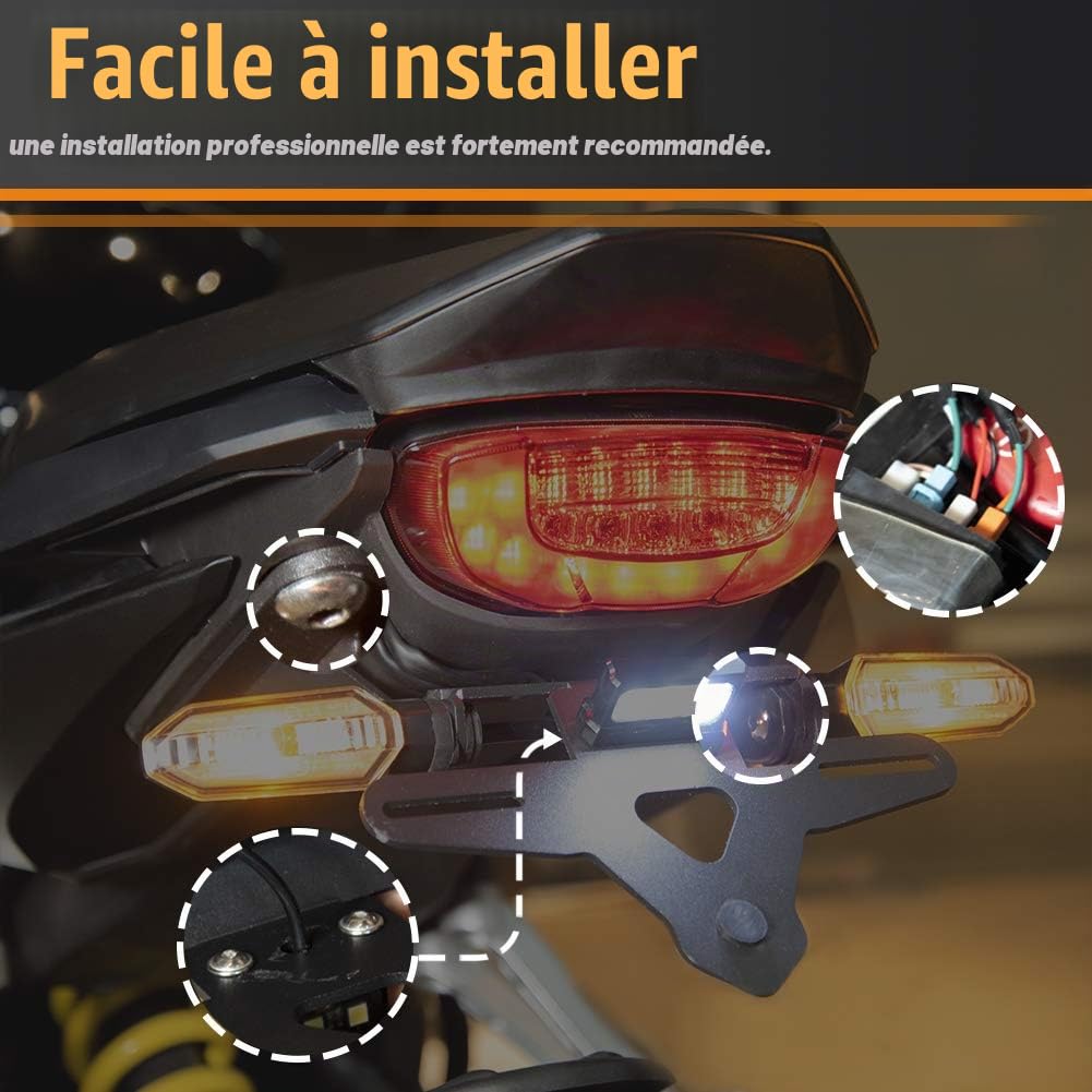 Moto CB650R CBR650R Support de Plaque d'immatriculation Support Tail Tidy Fender Eliminator Kit avec lumière LED pour CB 650 R CB 650R CBR 650 R CBR 650R Accessoires 2019 2020 19-20