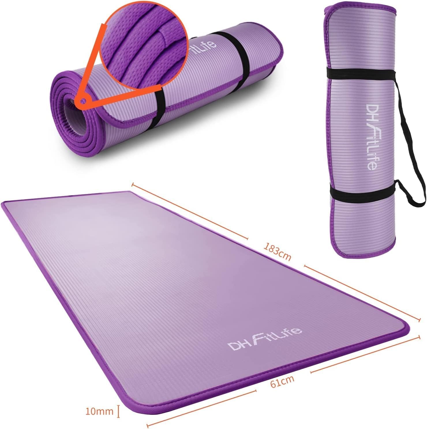 DH FitLife Mata treningowa, mata do fitnessu, mata sportowa 183 x 61 x 1 cm, mata gimnastyczna bardzo odporna na rozerwanie, antypoślizgowa i gruba, mata do ćwiczeń