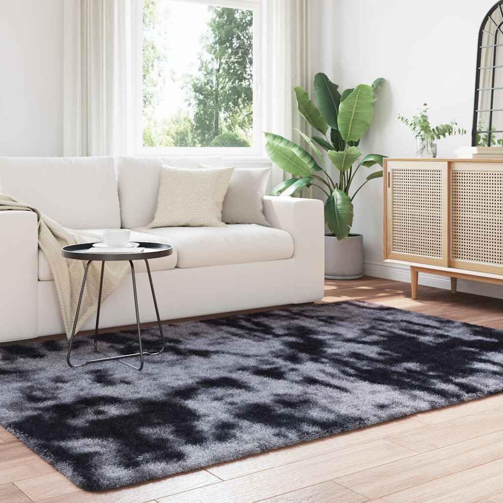Dywan Shaggy z długim runem, NAVARRA, ciemnoszary, 160 x 230 cm, 100% poliester, prostokątny, do salonu, sypialni, jadalni, na balkon, łatwy w pielęgnacji, antypoślizgowy, trwały wystrój