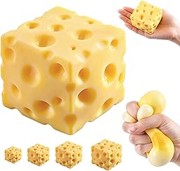 Giant Cheese Squishy – Slow Rising Sensory Fidget Toy, Jumbo Squeeze Cheese Cube for Stress Relief, Soft Hand Squeeze Toys, Portable Calming Gift for Adults Office Desk (Small-2.4")