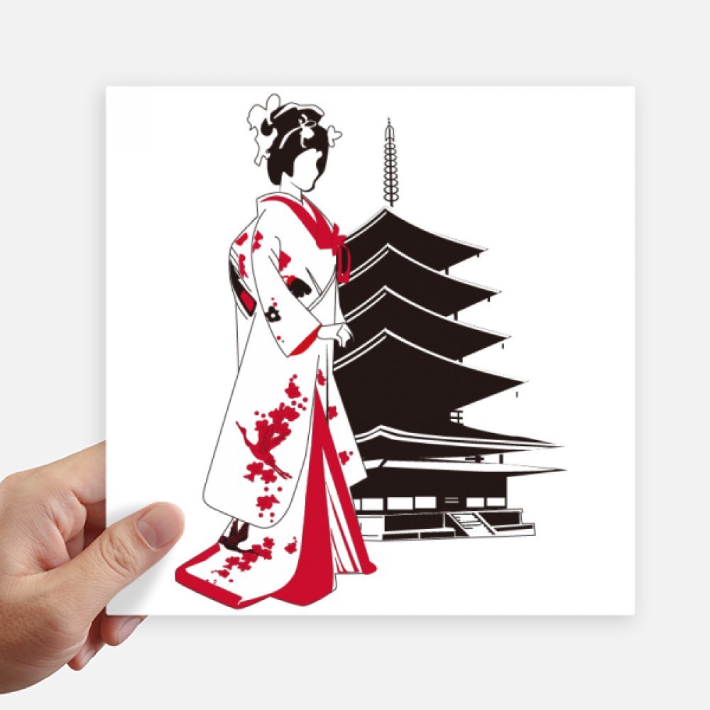 Autocollant japonais kimono fille de 20cm pour déco de moto et pc portable