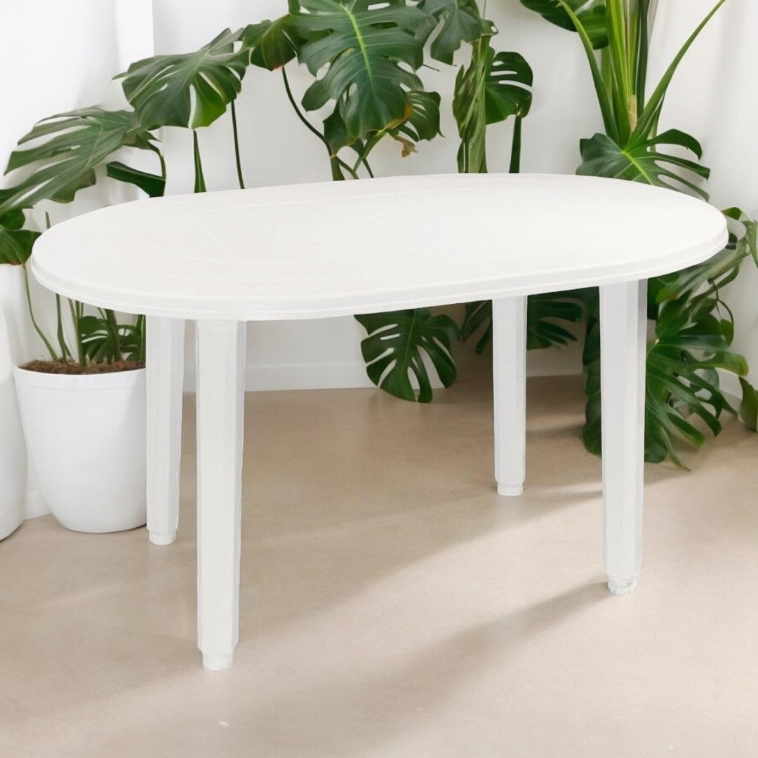 Mesa de Jardin Oval 130x90cm de Resina Auxiliar Exterior desmotable portatil
