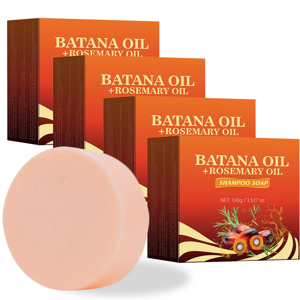 4 Pack Batana Oil Rosemary Shampoo Bar - Plastic-Free Solid Shampoo for Hair Growth, Voluminous Hair & Healthy Scalp, for Dry/Damaged Hair, Natural Scent, Travel Soap