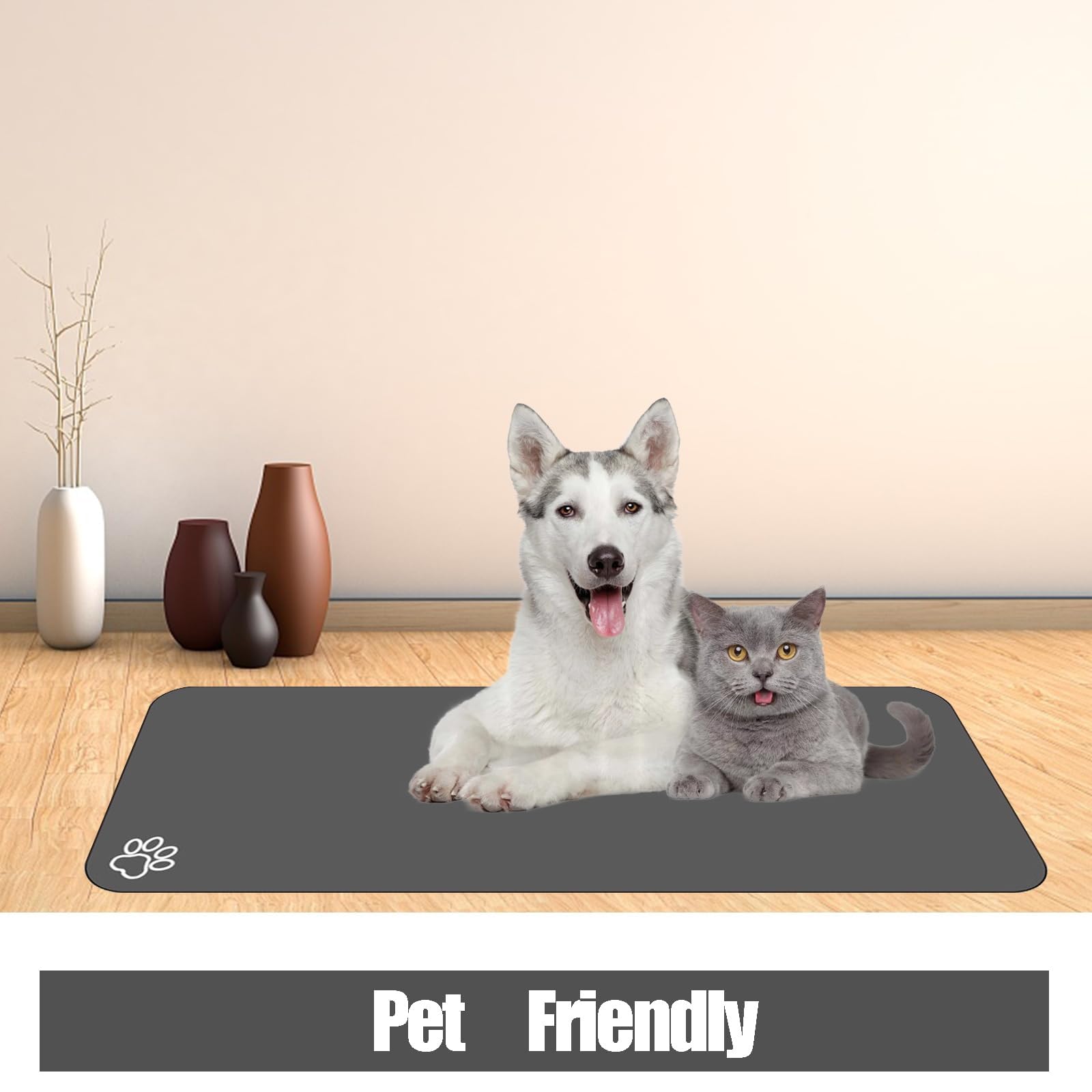 Grand tapis d'alimentation pour animal de compagnie, tapis absorbant à séchage rapide pour gamelle de nourriture et d'eau, pas de taches, facile à nettoyer, accessoires pour chiens, tapis de