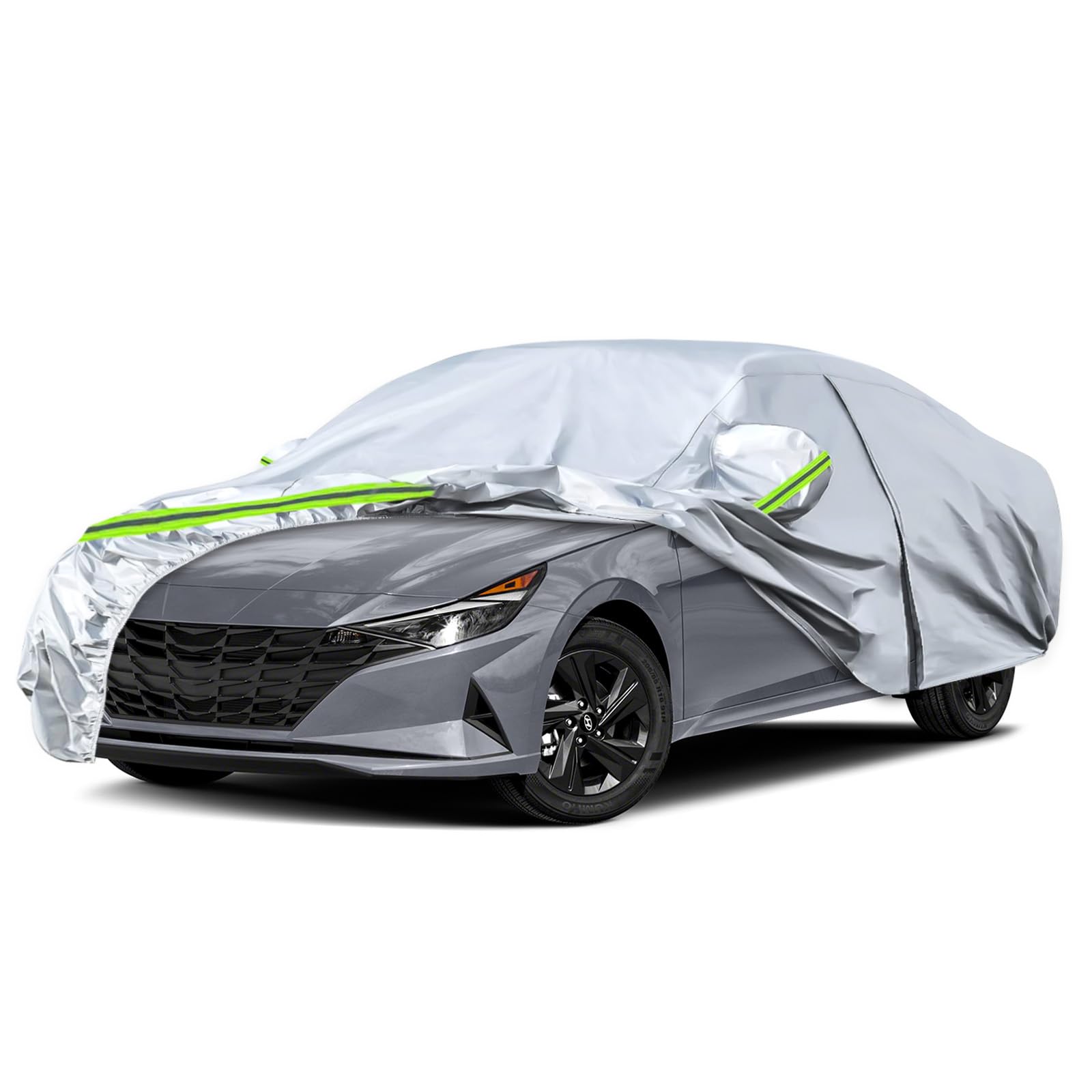 6 Layers Waterproof Car Covers Replace for 2006-2026 Hyundai Elantra | All Weather Custom-fit Car Cover with Cotton Liner, Zipper Door, Windproof Bands for Snow Rain Dust Protection