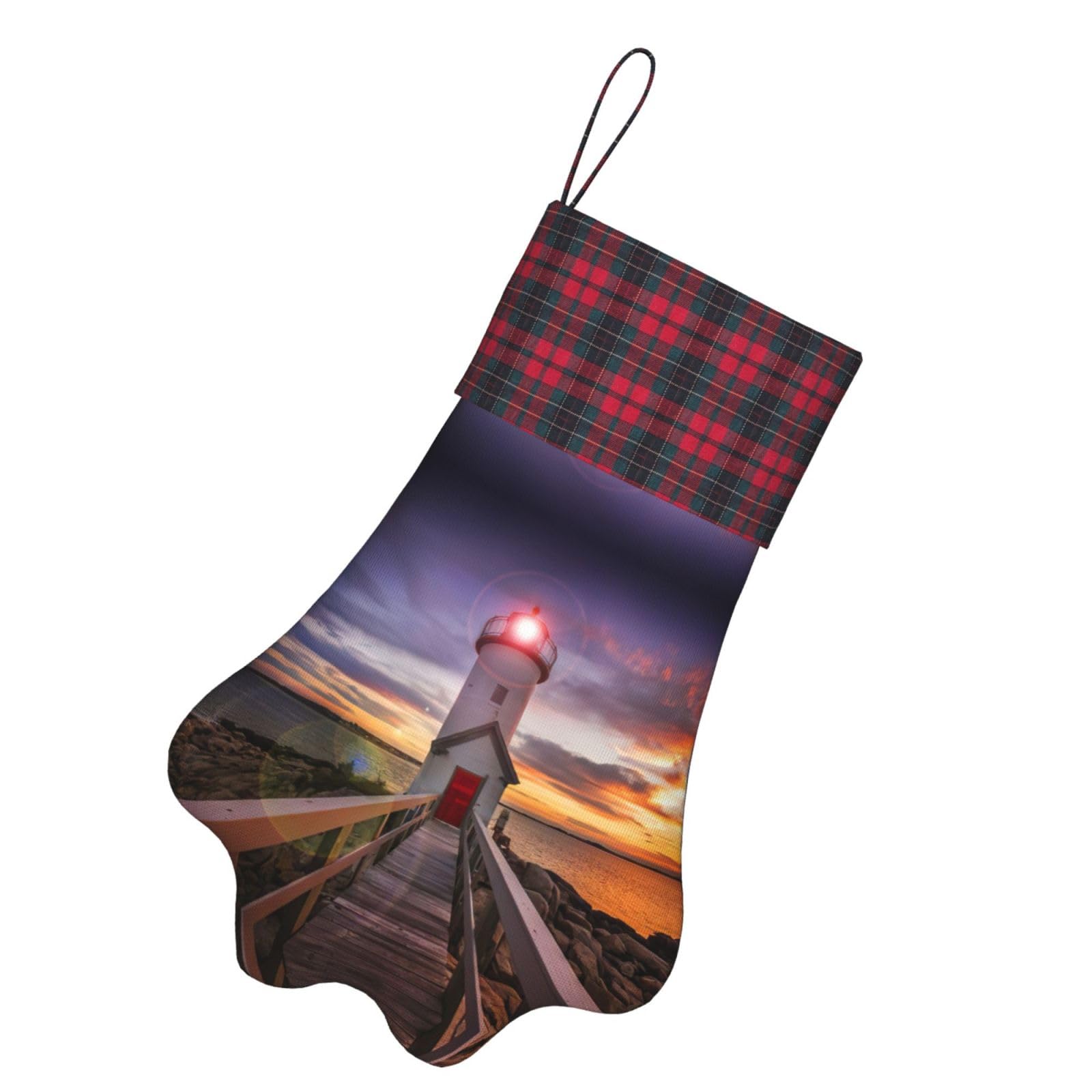 EdWal Calze a quadri da 45,7 cm con zampa di animale domestico, simpatiche calze da camino, con scritta Happy Birthday, regalo di Natale, decorazione da appendere