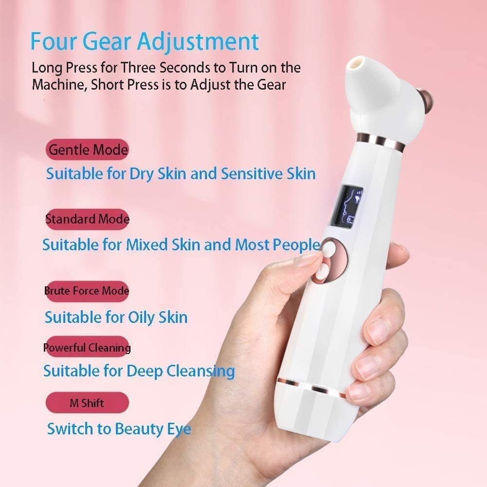Blackhead Remover Vacuum Blackhead Strumento di rimozione Aspirapolvere Blackhead Aspirapolvere, Viso ricaricabile USB Aspirapolvere Acne Comedo Extractor Tool Poro Aspirapolvere Aspiratore con
