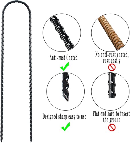 Miniatura 4 de DTANX - Juego de 12 estacas de refuerzo de 12 pulgadas, anclajes resistentes para trampolín, estacas de jardín, anclajes de acero para tienda, color