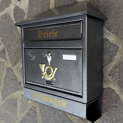 Pachurka & Dąże Großer Briefkasten/Postkasten XXL Silber mit Zeitungsrolle Zeitungsfach Schrägdach Trapezdach Cover