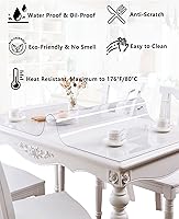 Vista 2 de Cubierta de escritorio de PVC transparente de 48x66 pulgadas, cubierta de mesa plástica personalizada de 0.059 in de grosor, protector de mesa