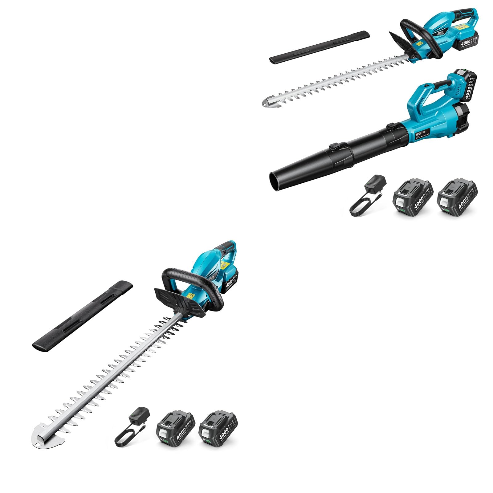 SEESII Cordless Hedge Trimmer and Leaf Blower Combo, 2 Pcs 4.0Ah Batteries+SEESII Cordless Hedge Trimmer for Garden: Electric Handheld Bush Trimmer