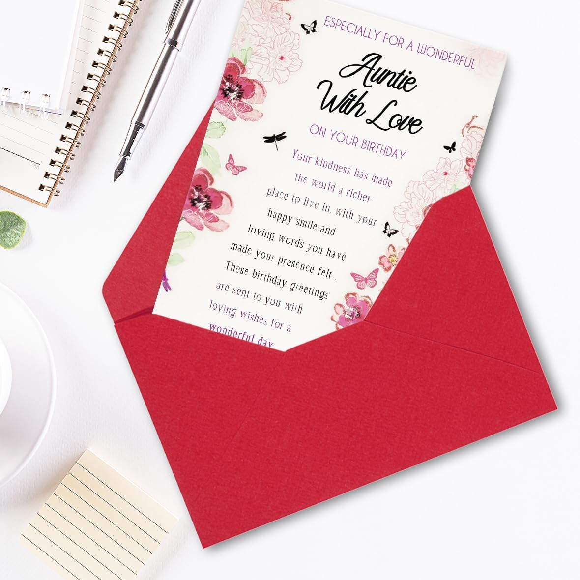 Birthday Card for Aunt,Unique Auntie Gifts from Nephew Niece,Thick Card Stock with Premium Envelope 5.3in x 8in - Image 5