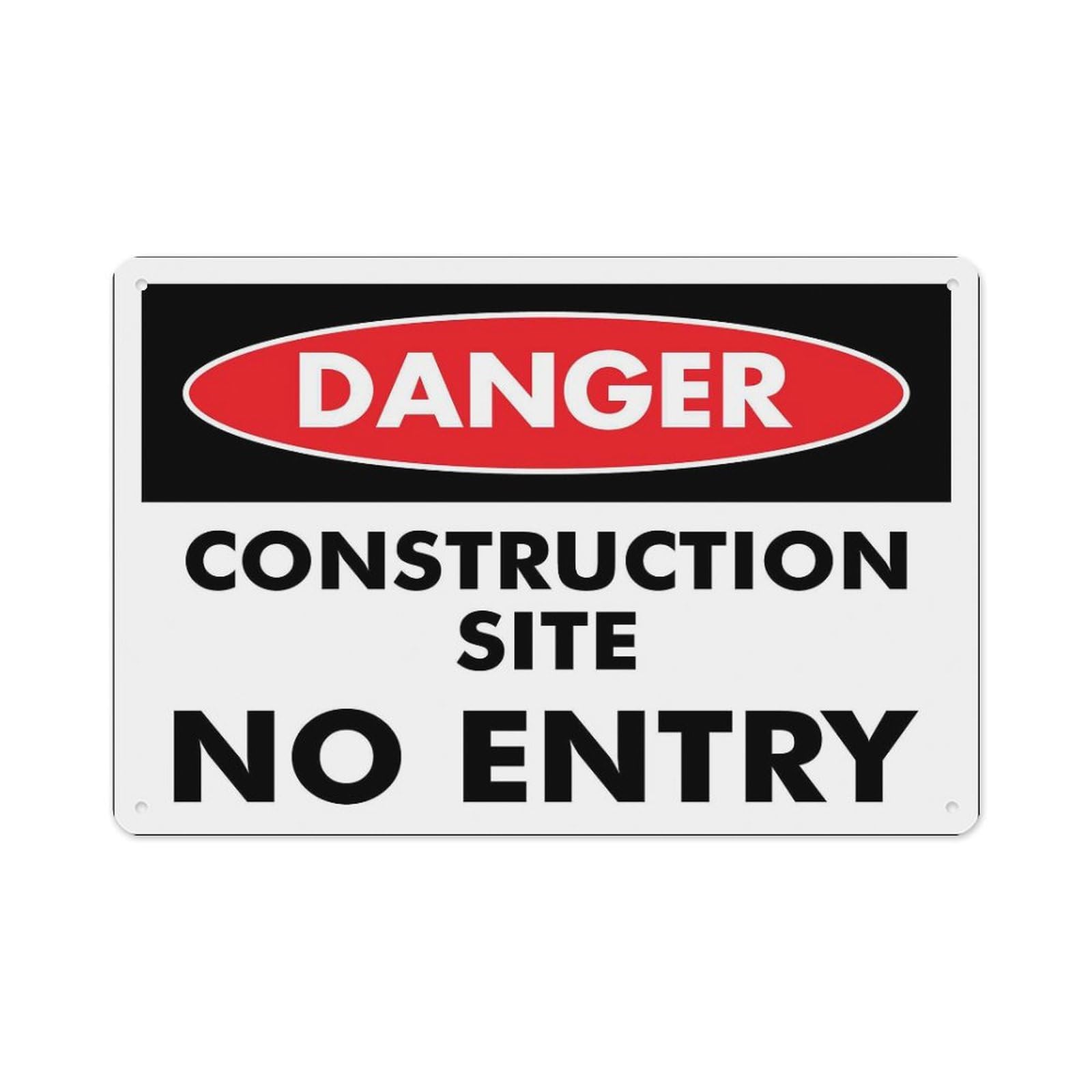 Peiyeety A10 Danger Construction Site No Entry Sign Aluminum Tin Warning Signs For Home Outdoor Garden 8X12 Inches