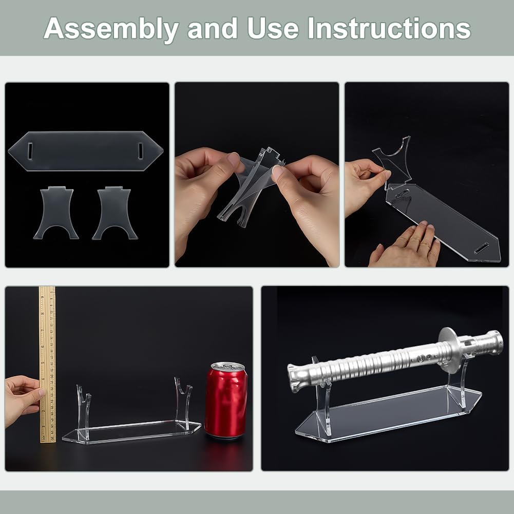 FINGERINSPIRE Clear Acrylic Single Sword Display Stand 2.66x9.45x3.13inch Desktop Knife Holder Light Sword Rack for Katana Collectible instruments Perfect for Home Display & Retail Showcase image 3