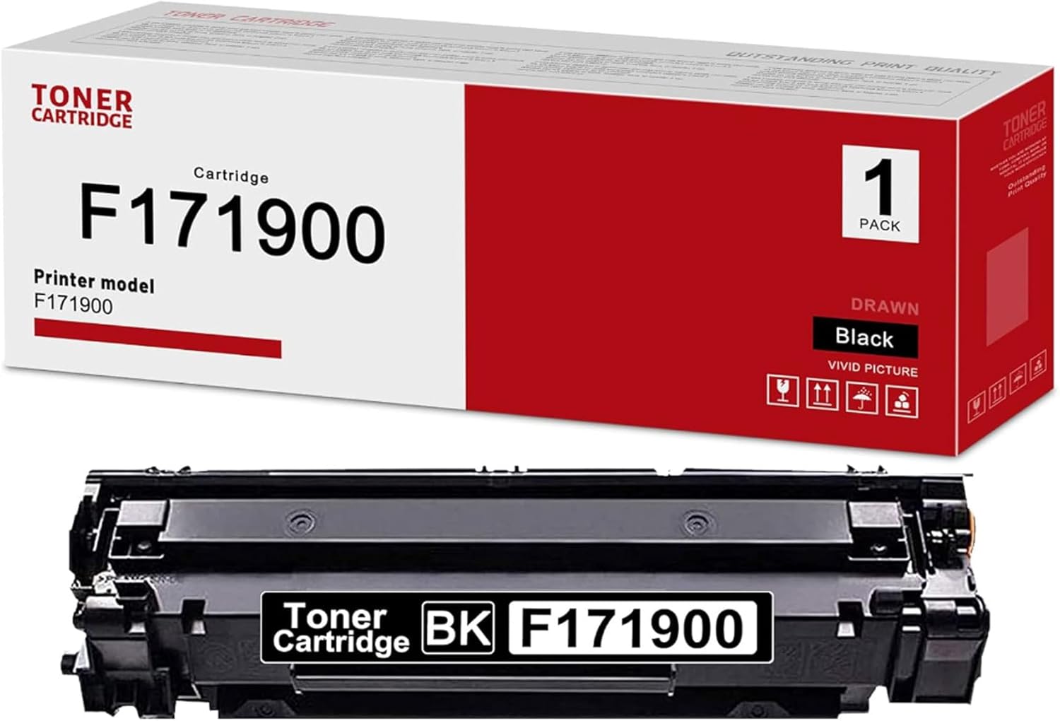 1-Pack Black F171900 Toner Cartridge DRA Compatible Replacement for F171900 Printer