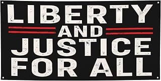 2x4 Ft Liberty Justice For All Banner Signs American Patriotic Social Justice Political Protest Banners for Outside with 4 Metal Grommets‌