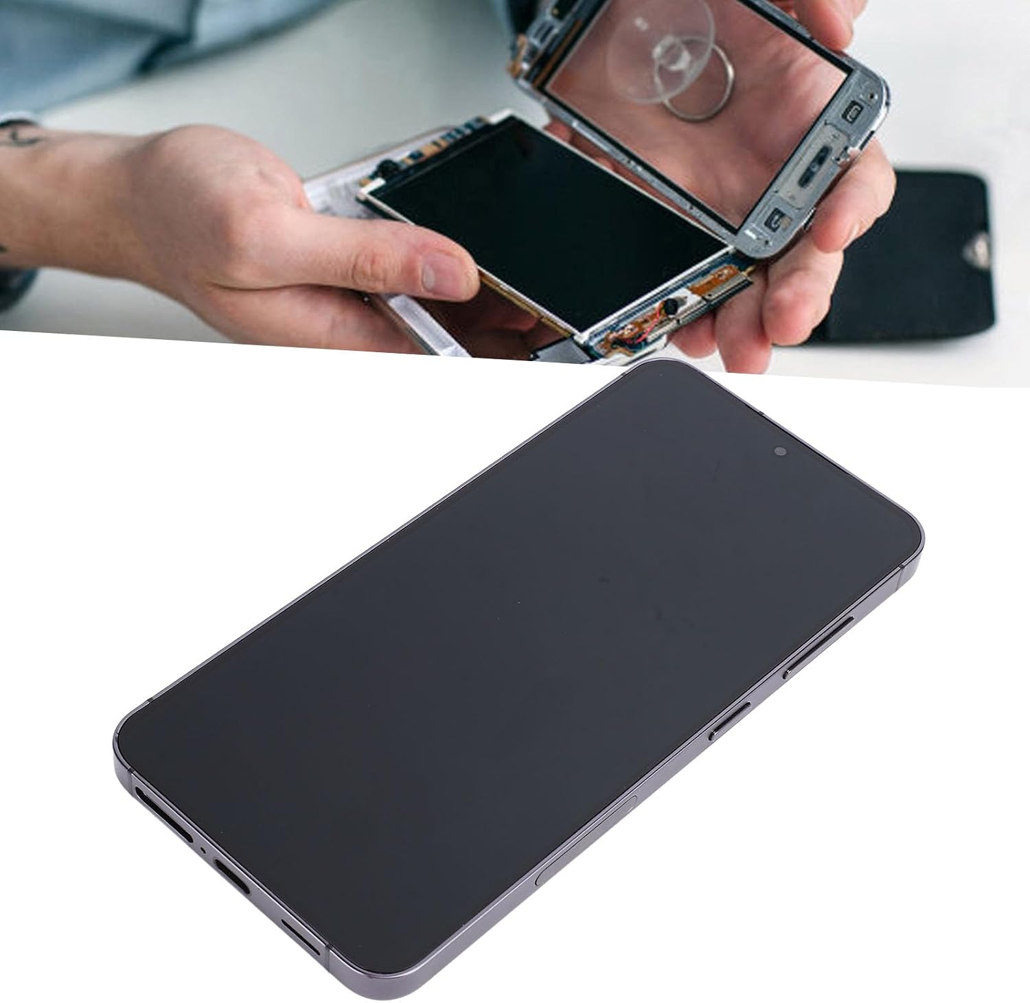 Screen Replacement for S24 Plus US, LCD Digitizer Screen Touch Assembly Replacement, S24 Plus US Screen Replacement Kit with Frame & Repair Tool