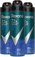 Kit Desodorante Aerosol Rexona Active Dry/Azul 150ml - 3 Unidades