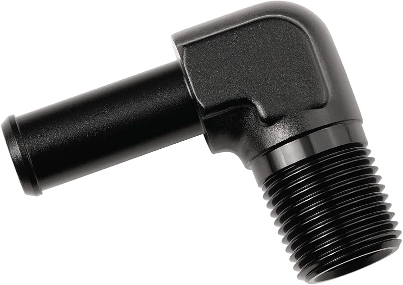 Adaptador Cotovelo 90° Podavelle 3/8 NPT Macho para Espigão de Mangueira 1/2" em Alumínio Preto – 1 unidade