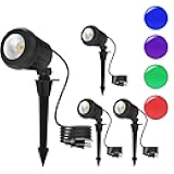 Spotlight Outdoor – 120V Plug-In, 6500K Cool White LED Landscape Lighting with RGB Purple 4 Color Lenses for Yard, Garden, Lawn & Tree Decor on Holidays&Everyday, IP67 Waterproof (4 Pack,Black)