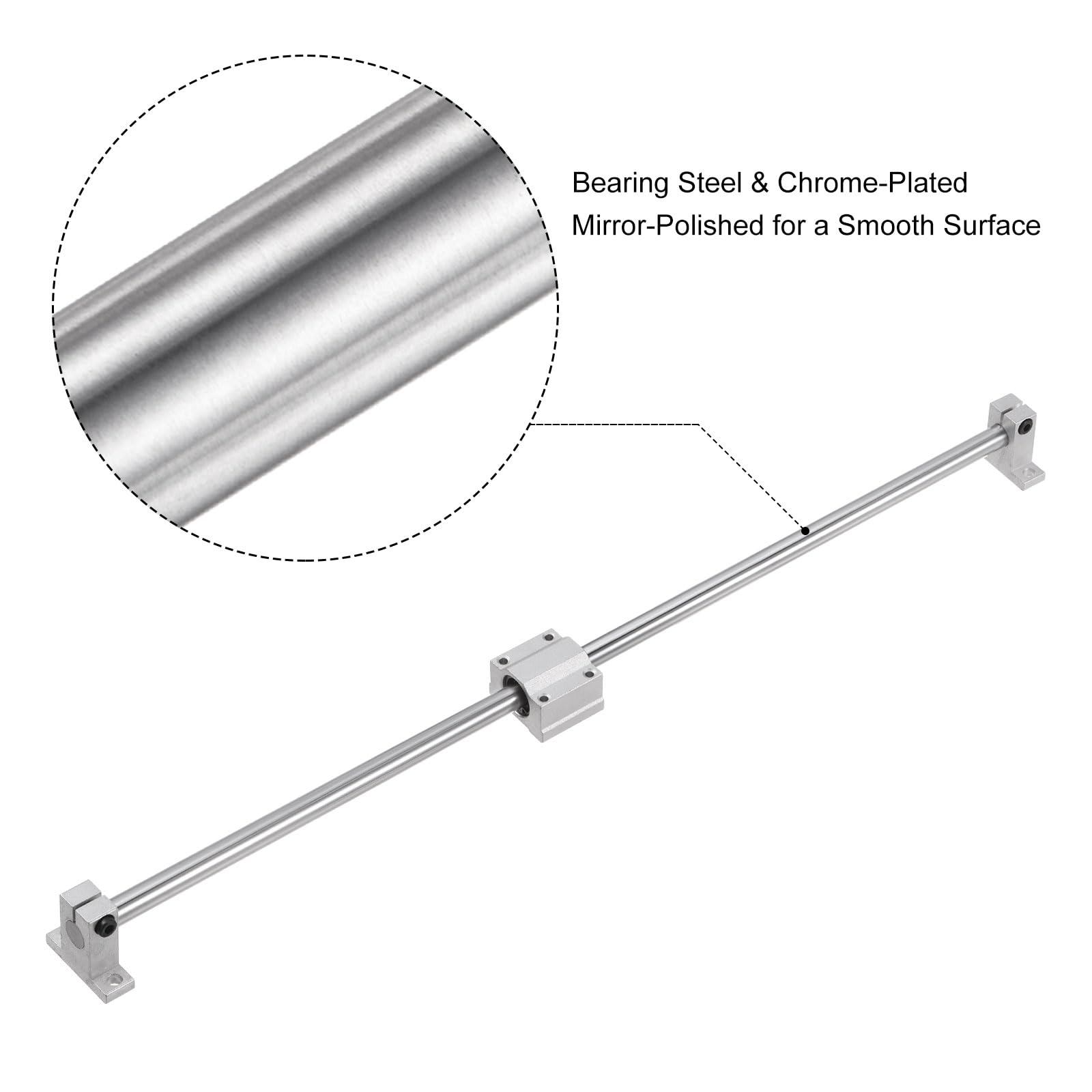 2 Aste Lineari In Acciaio Cromato 16mm X 200mm - Guide Per Movimento Lineare Per Stampanti 3D, CNC, Fai Da Te