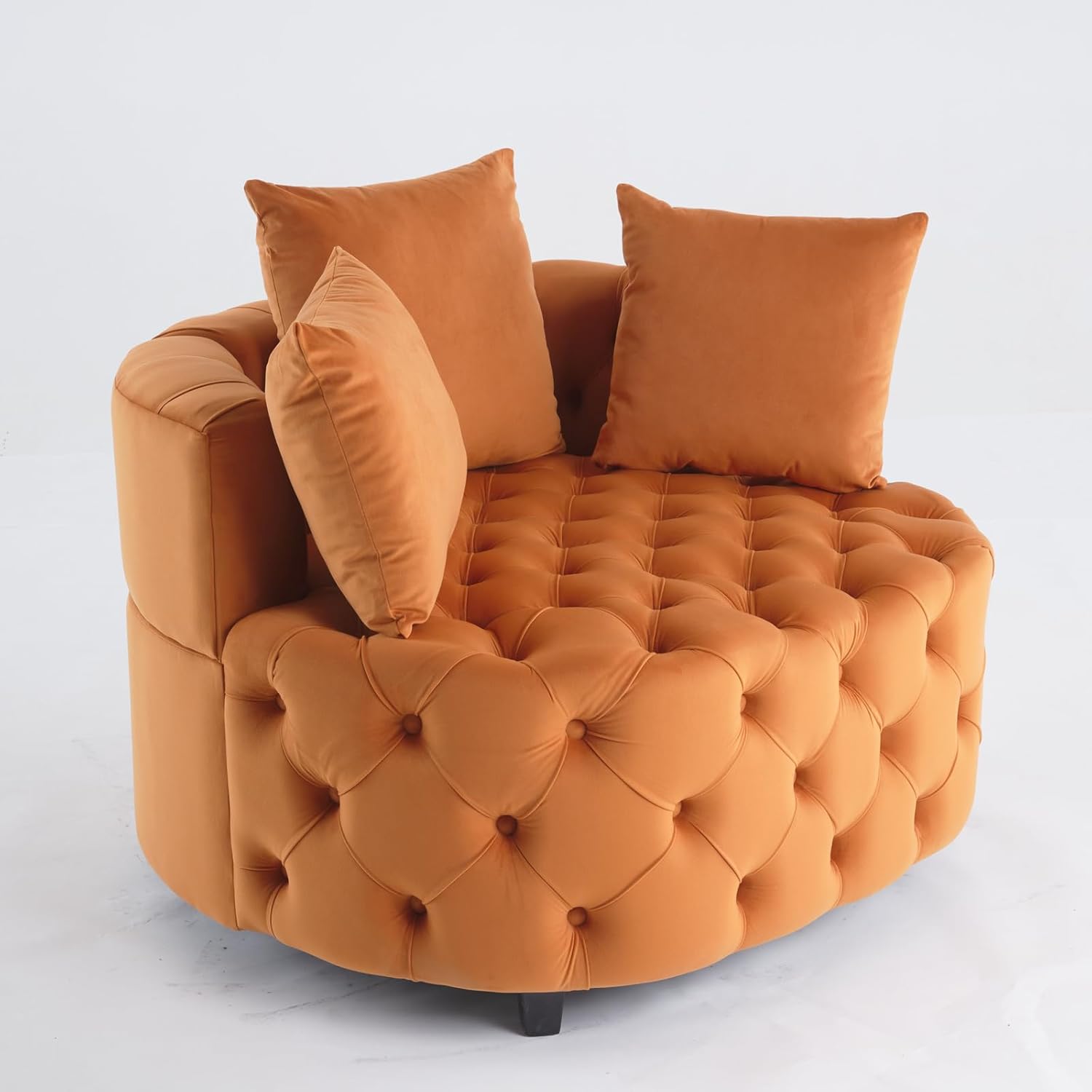 Oversized Accent Chair for Living Room & Bedroom Barrel Chair Large Velvet Chair Sofa Lounge Chair Leisure Club Upholstered Armchair with 3 Pillows & Wood Legs