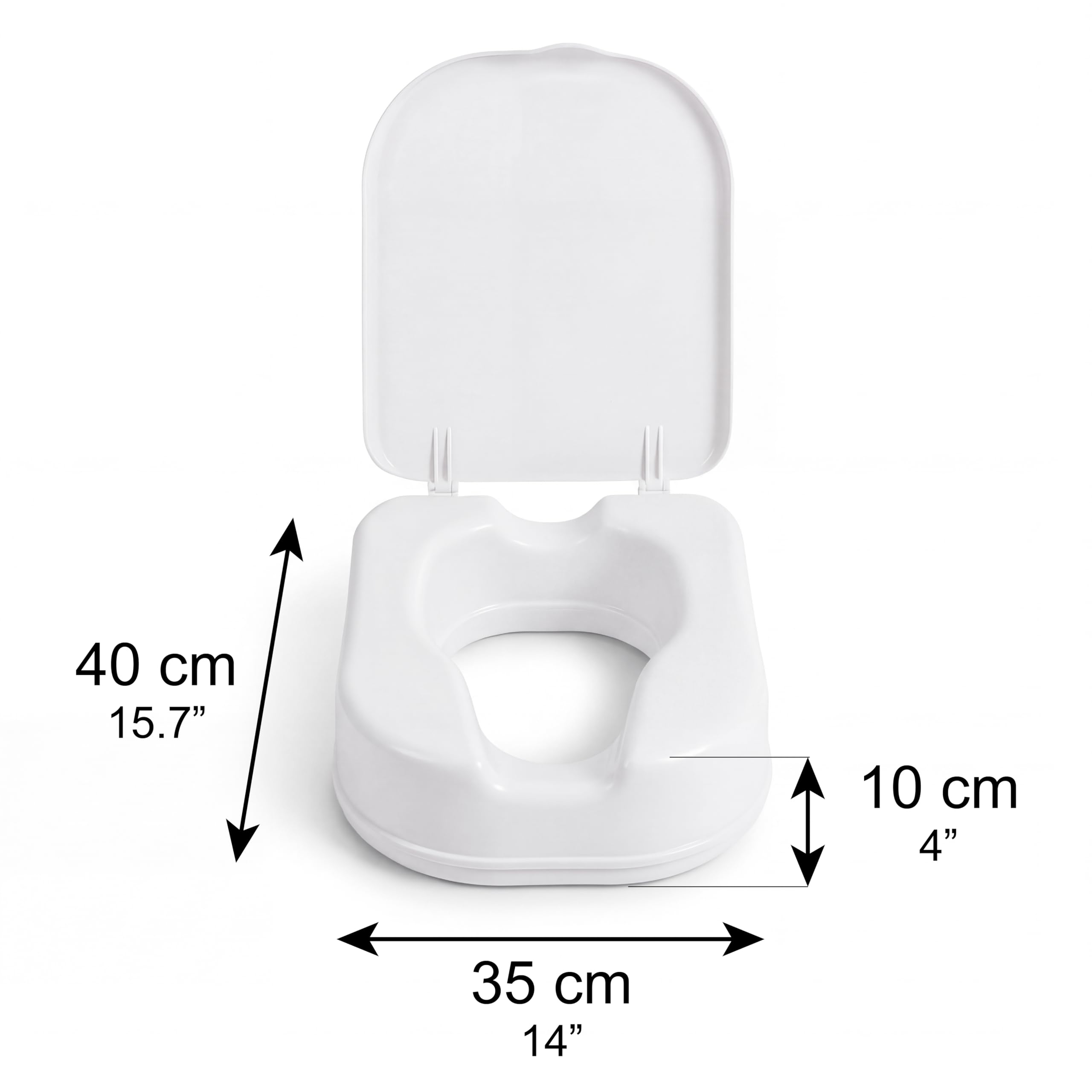 PEPE Mobility Toilettensitzerhöhung mit Deckel, Weiß (10 cm, Quadratische)