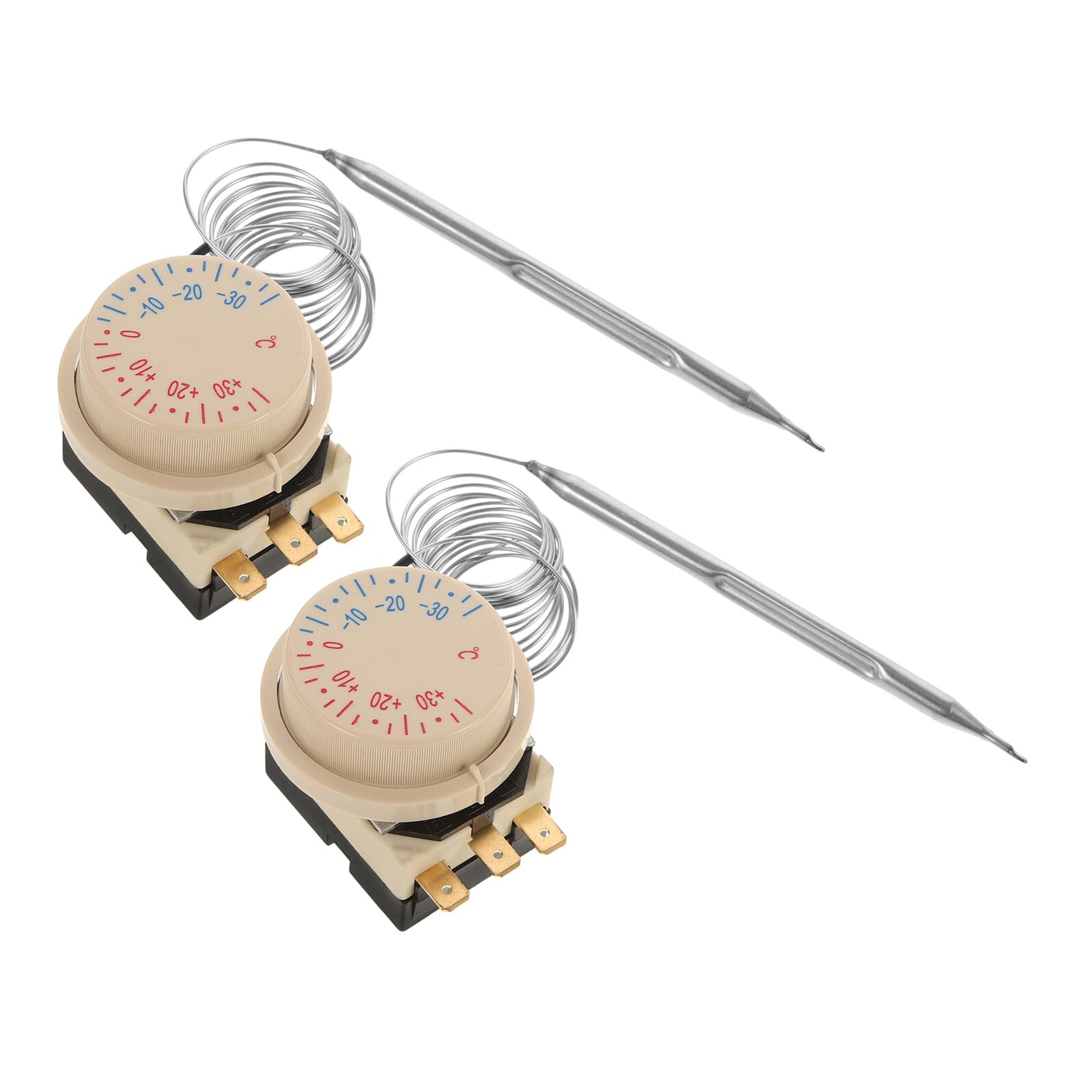 Lot de 2 Thermostats Mécaniques Réglables à ±35 °C en Acier Inoxydable pour Réfrigérateur et Congélateur Régulateur de Température pour Contrôle Précis du Froid Remplacement