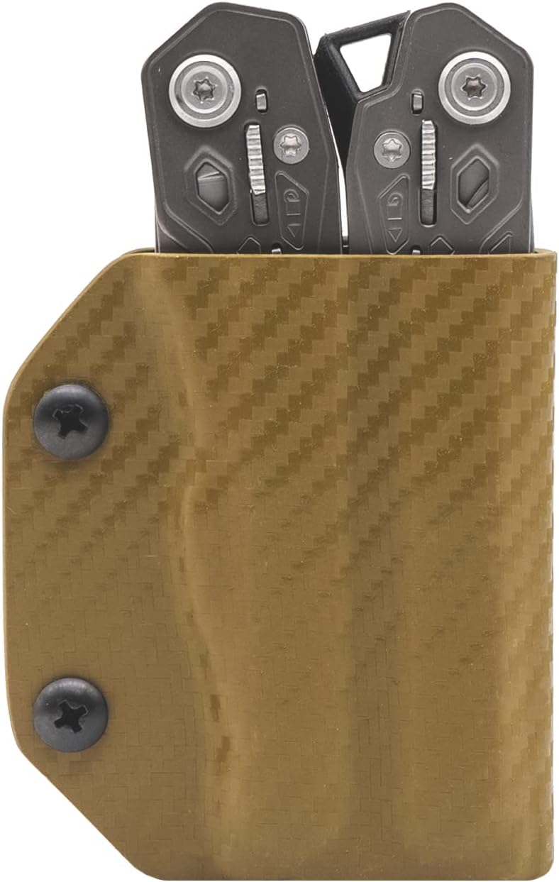 Clip & Carry Kydex Multitool Sheath for The Gerber Truss - Made in USA - Multi Tool Holder Holster - Carbon Fiber Orange