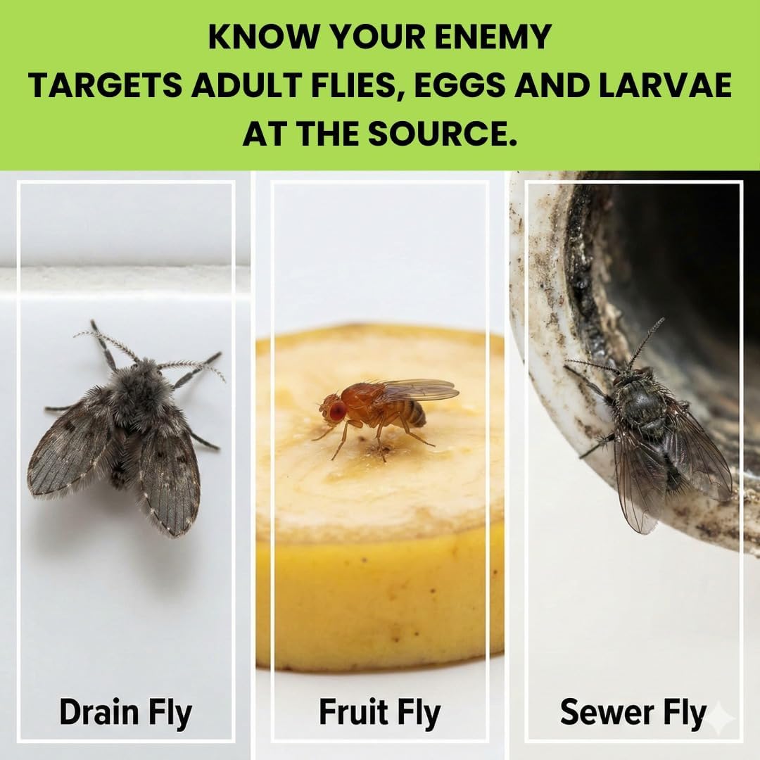 Nature’s Dome Drain Fly Killer Gel – 1 Gallon – Kills & Prevents Drain Flies, Fruit Flies & Sewer Flies – Natural Plant-Based Treatment for Sinks, Pipes & Drains – Safe for Septic Systems