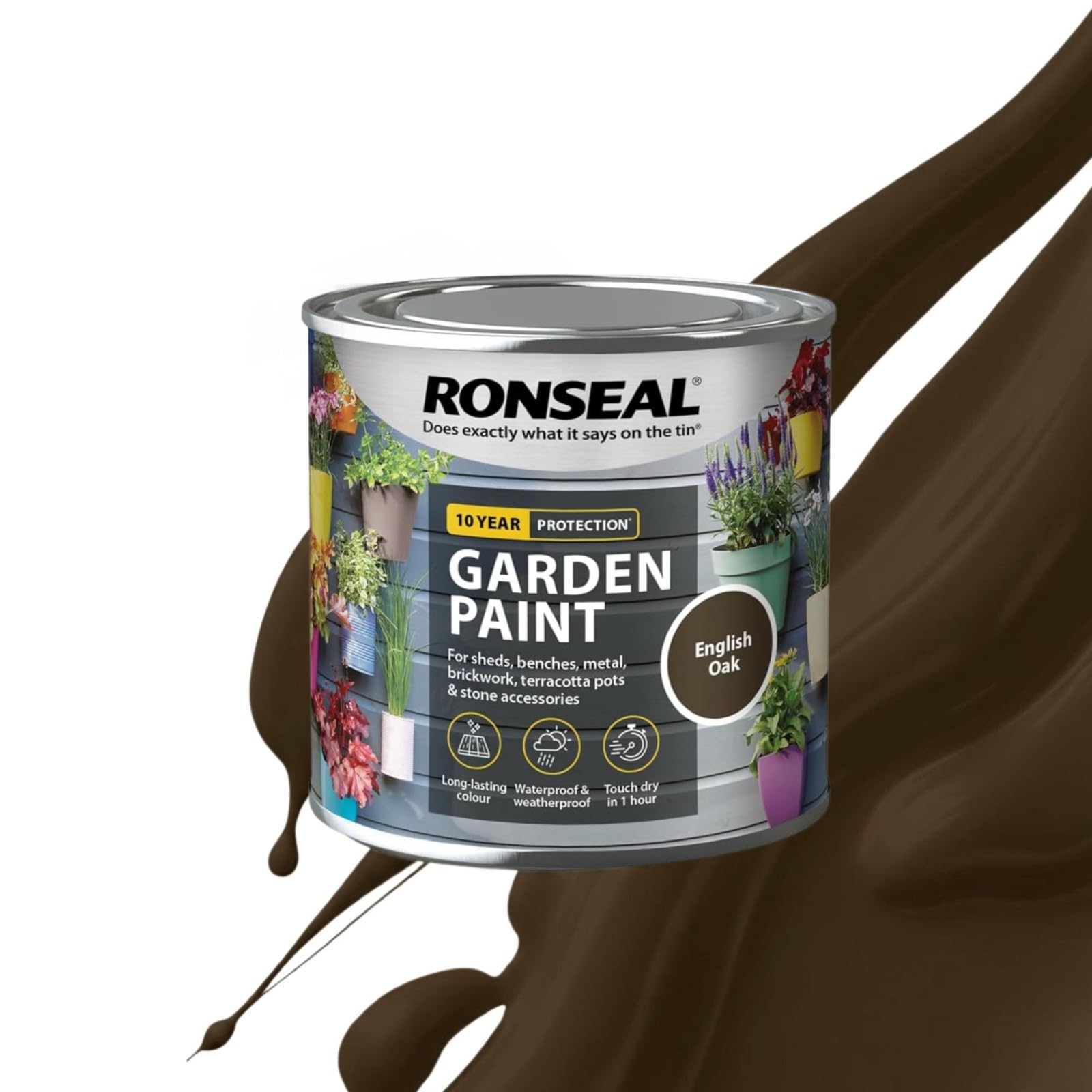 Milena English Oak Garden Paint 250ml, Water Based Wooden Paints, Fast Drying Matt Finish, Long Lasting Fade Resistance Fence Paint, DIY Colour for Brick, Flower Pots (English Oak, 250 M L)