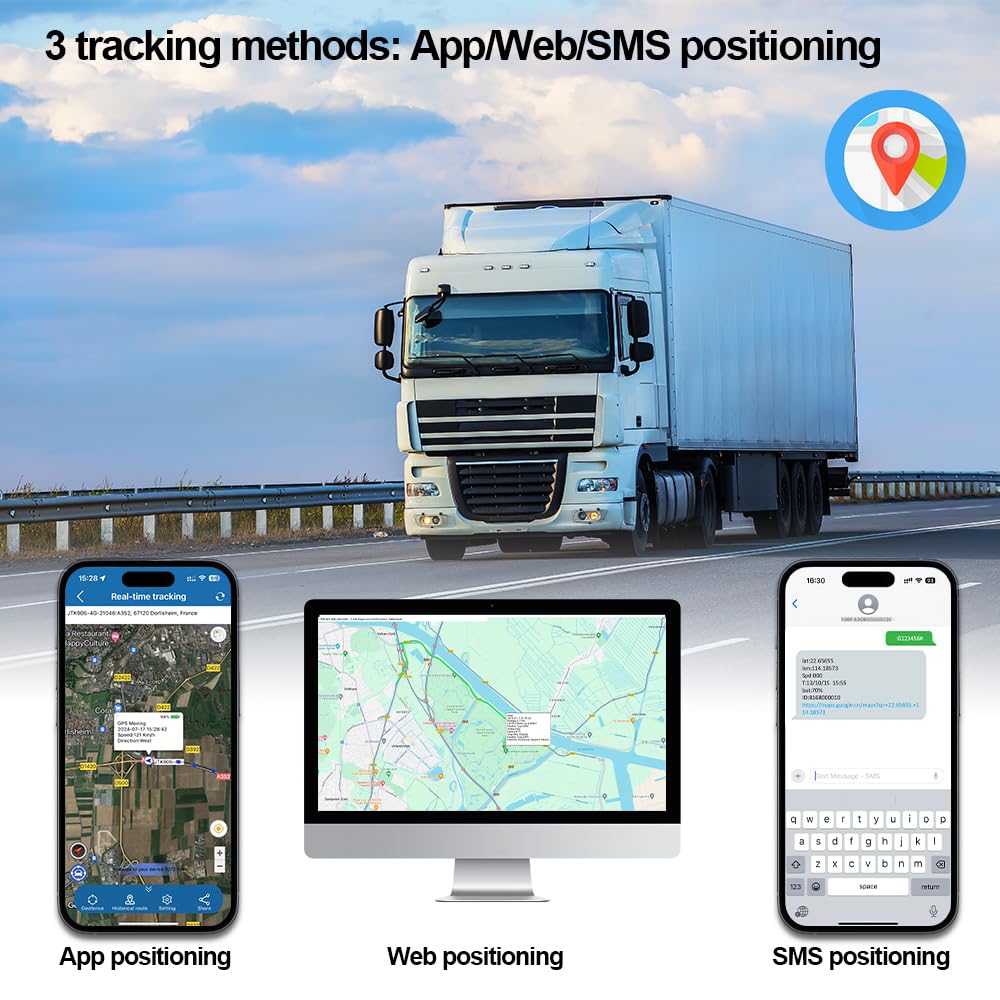 Winnes Localizador GPS para Coche rastreador GPS Modo de Reposo ultralargo Seguimiento magnético en Tiempo Real, antirrobo, para Coche camión y Motocicleta Fuerte Versión Magnética GPS Tracker