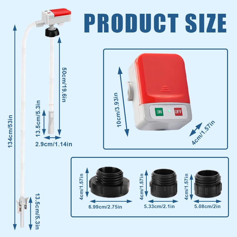 Pompe Electrique Carburant avec Stop Automatique, Afenau 2.4 GPM Pompe a Gasoil avec Adaptateur 3 Tailles, Portable Pompes à Siphon, Pompe Carburant, Pompe Essence Electrique pour Essence, Diesel